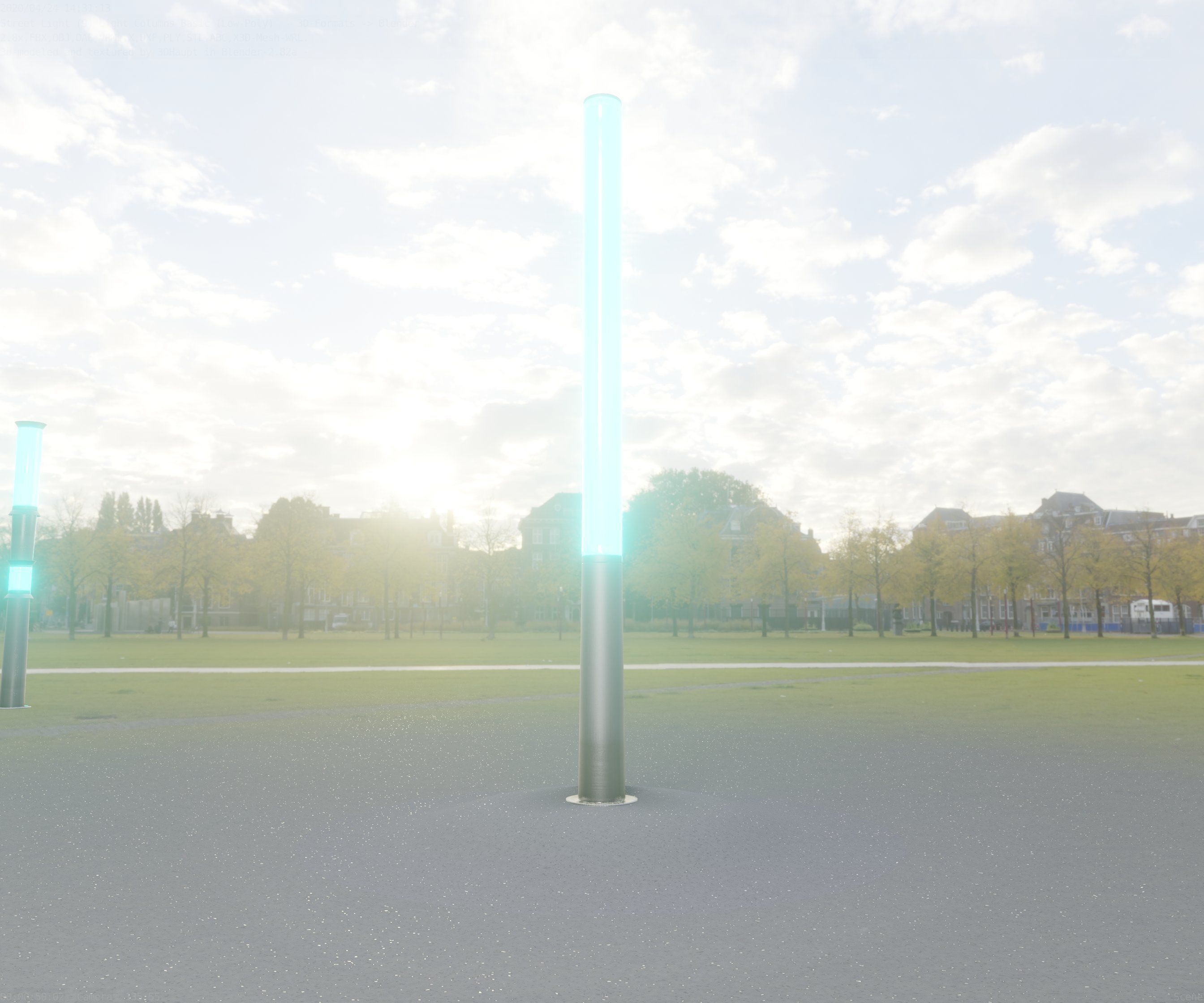 Low-Poly Basic Light Column 13 - Street Light Set-9 Low-poly 3D model_4