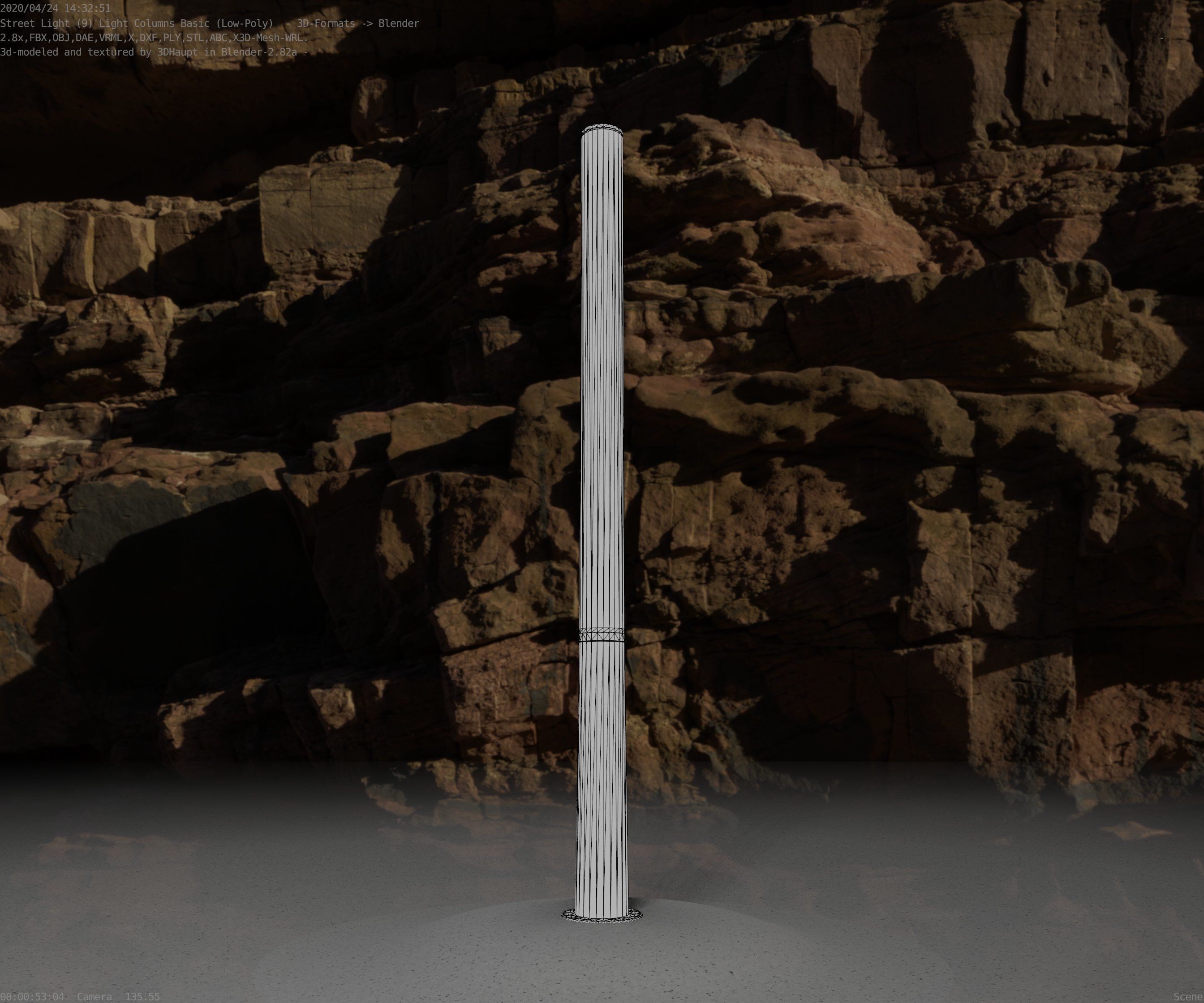 Low-Poly Basic Light Column 13 - Street Light Set-9 Low-poly 3D model_76