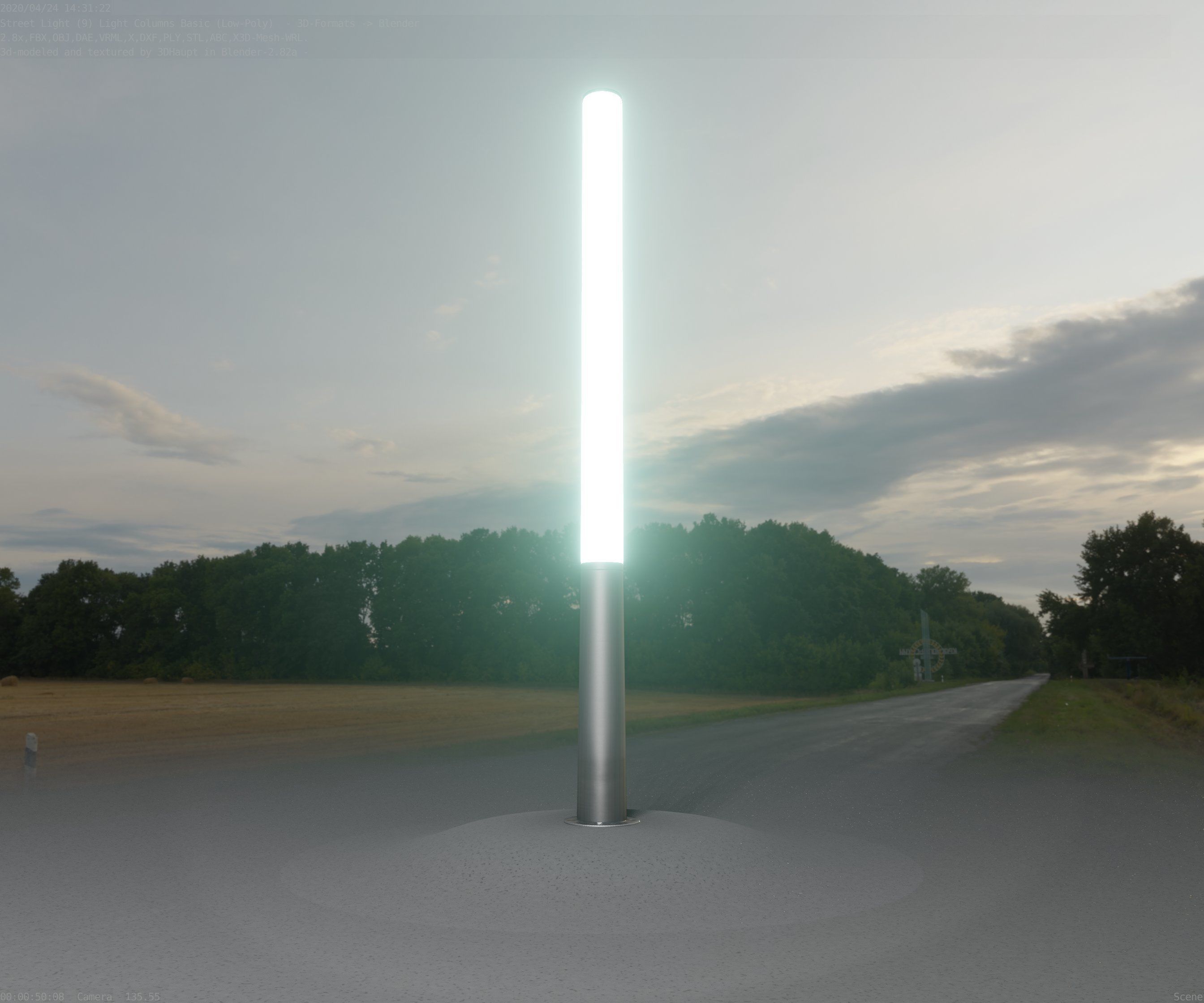 Low-Poly Basic Light Column 13 - Street Light Set-9 Low-poly 3D model_9