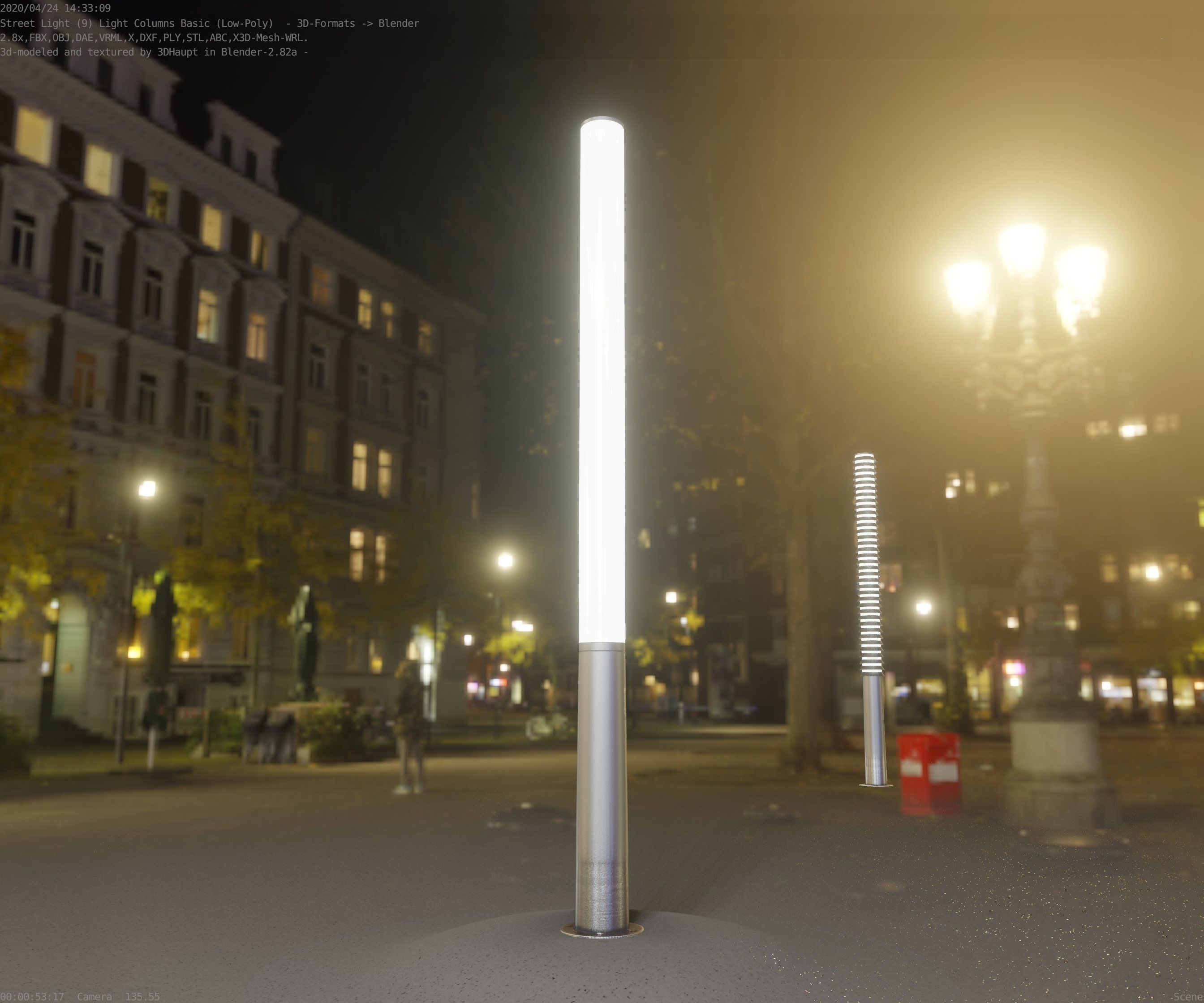 Low-Poly Basic Light Column 13 - Street Light Set-9 Low-poly 3D model_89