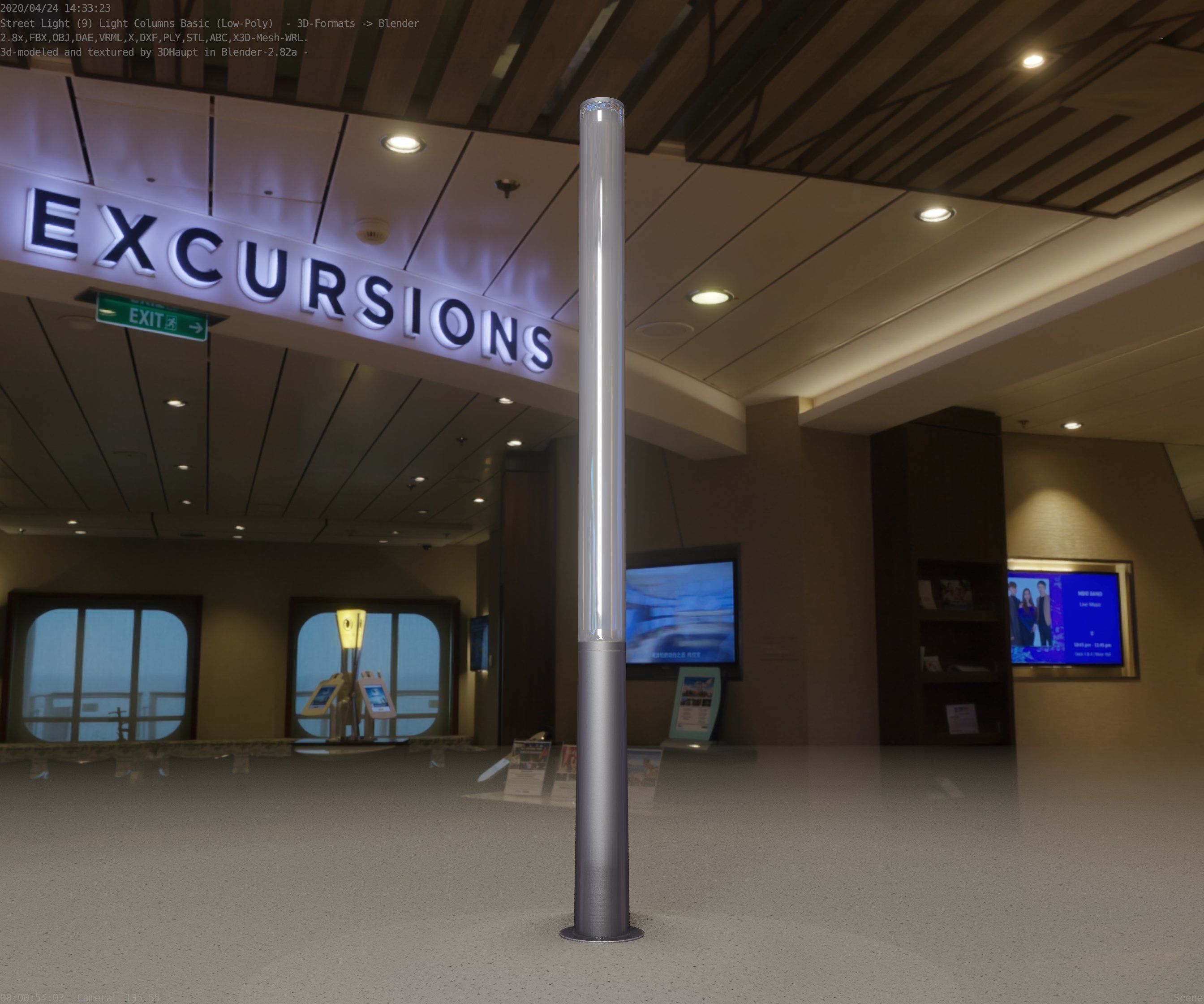 Low-Poly Basic Light Column 13 - Street Light Set-9 Low-poly 3D model_99