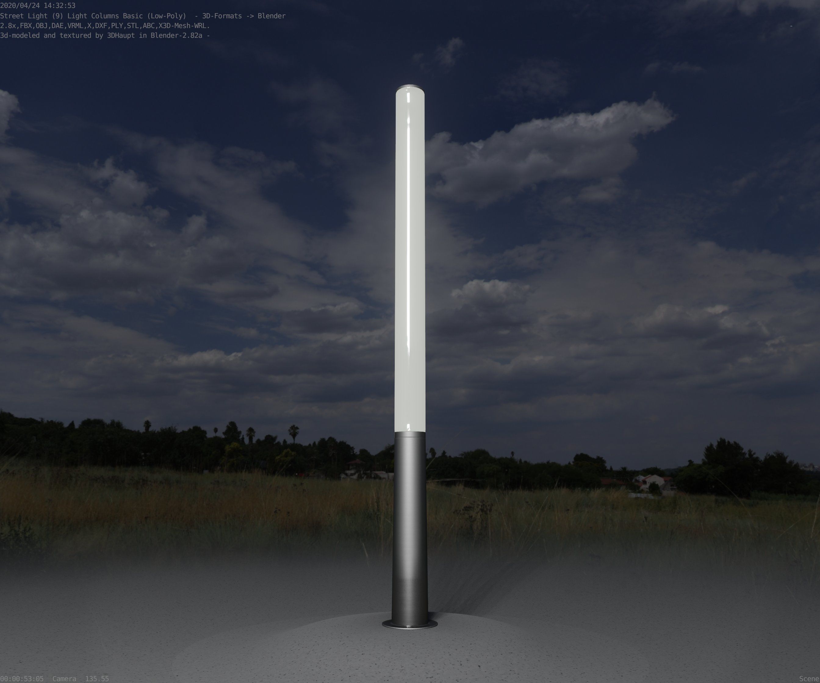 Low-Poly Basic Light Column 13 - Street Light Set-9 Low-poly 3D model_77