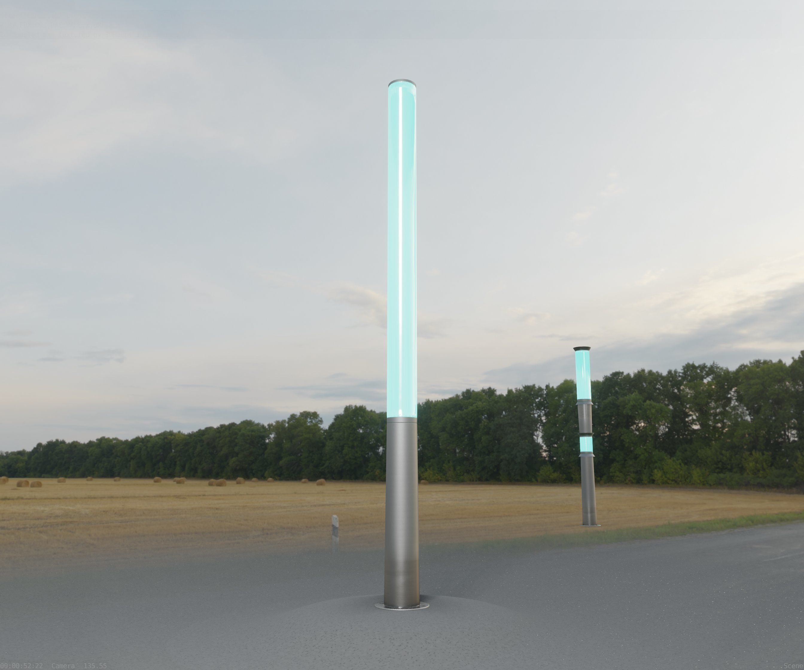 Low-Poly Basic Light Column 13 - Street Light Set-9 Low-poly 3D model_70