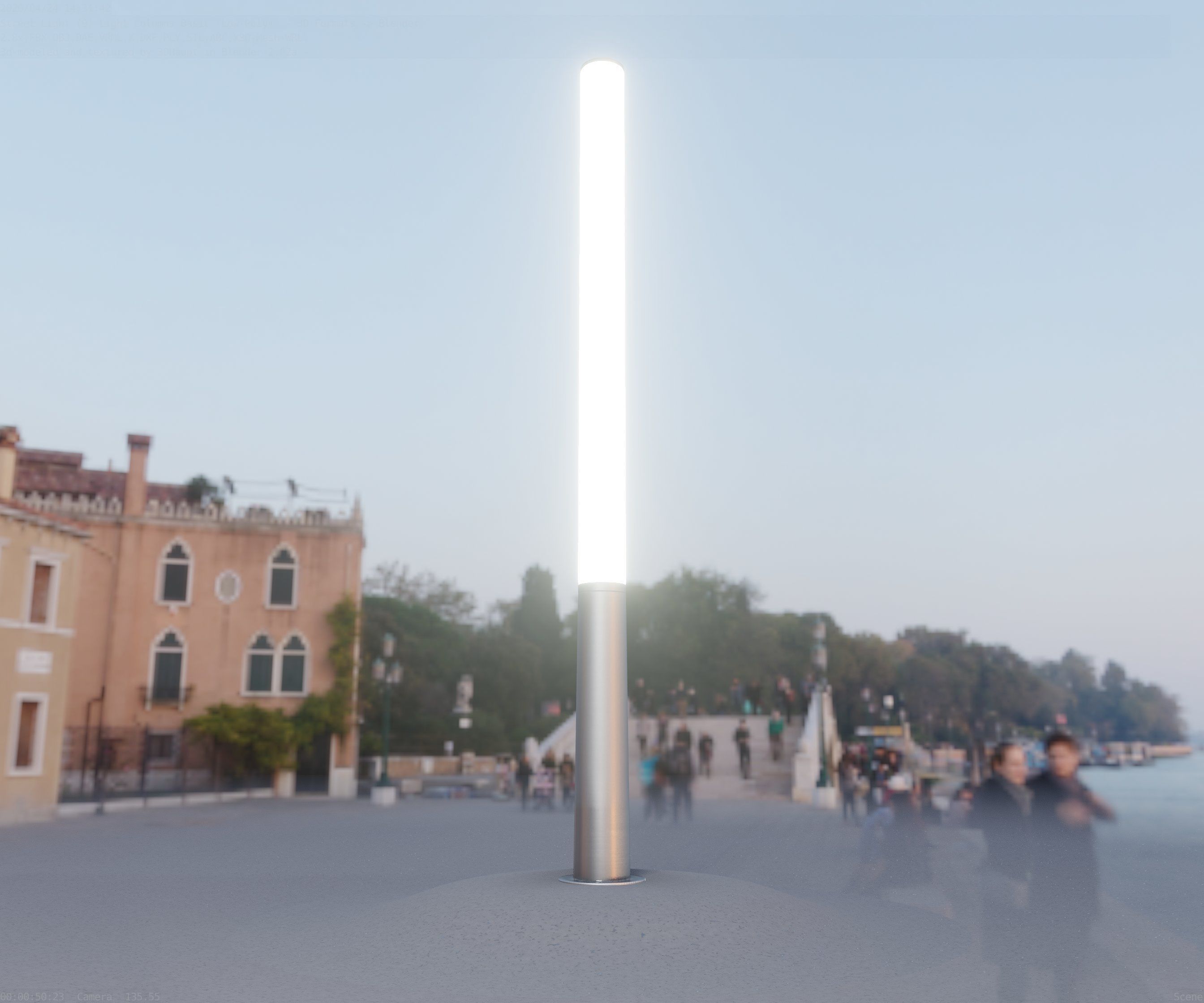 Low-Poly Basic Light Column 13 - Street Light Set-9 Low-poly 3D model_23