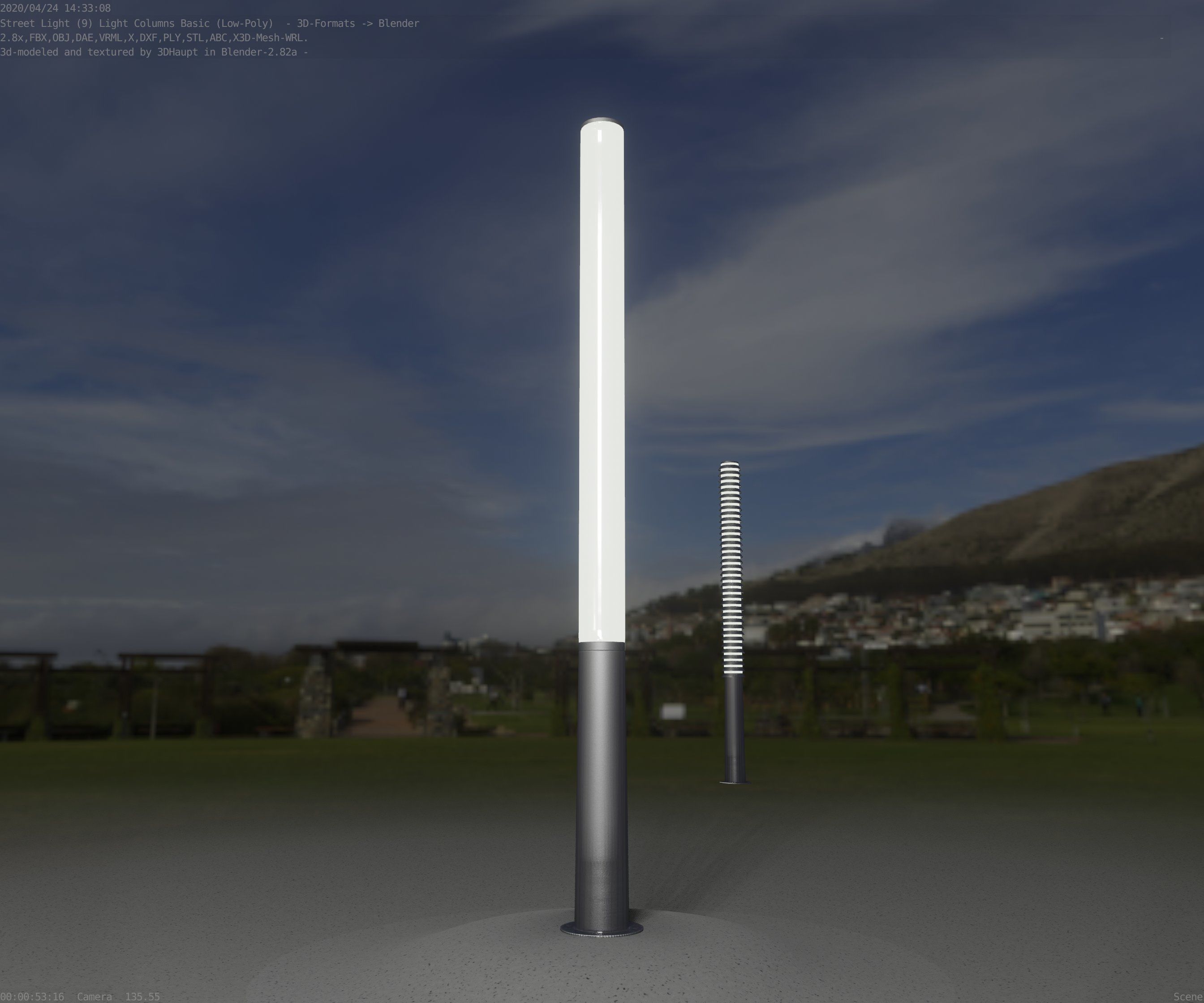 Low-Poly Basic Light Column 13 - Street Light Set-9 Low-poly 3D model_88