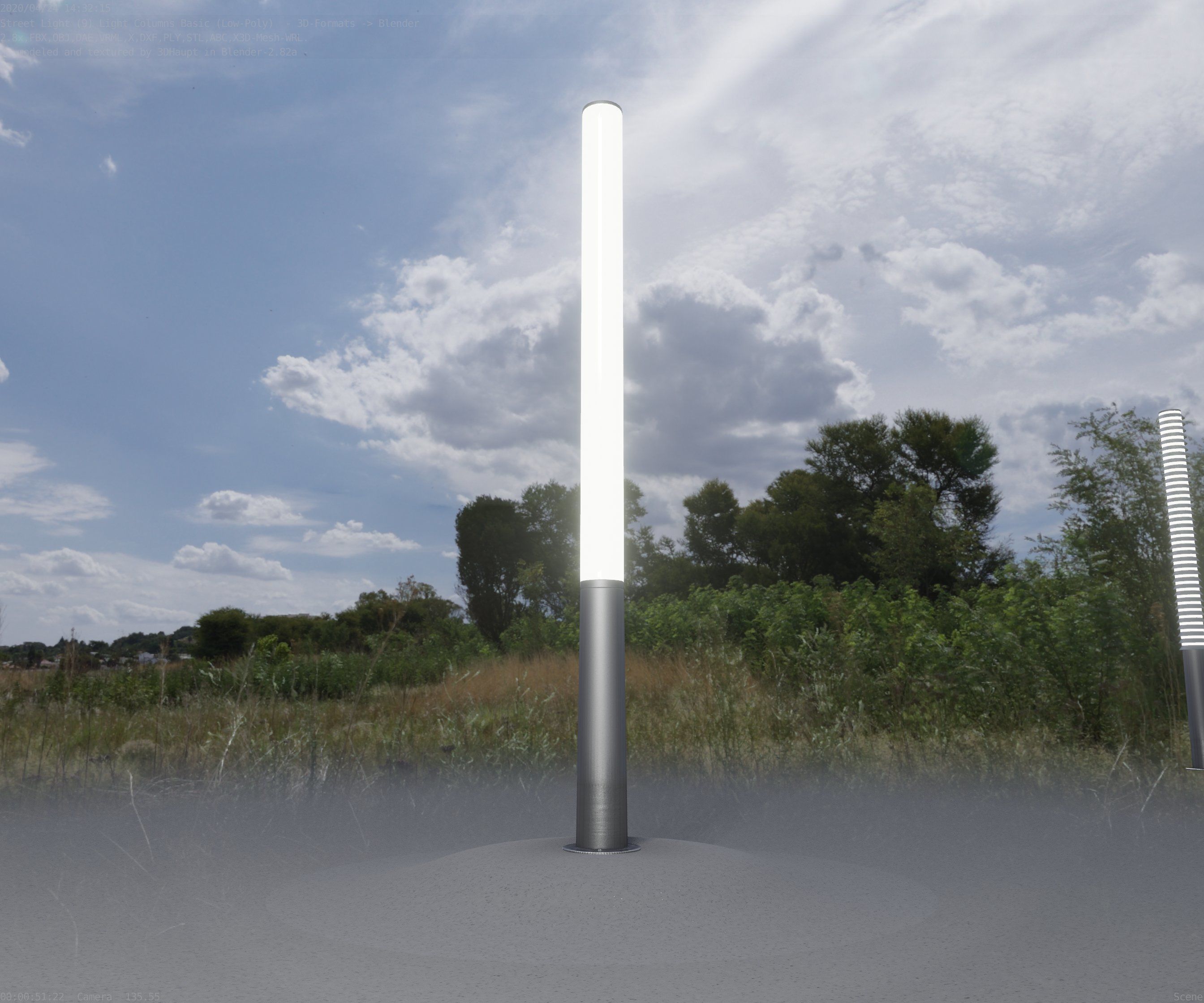 Low-Poly Basic Light Column 13 - Street Light Set-9 Low-poly 3D model_46