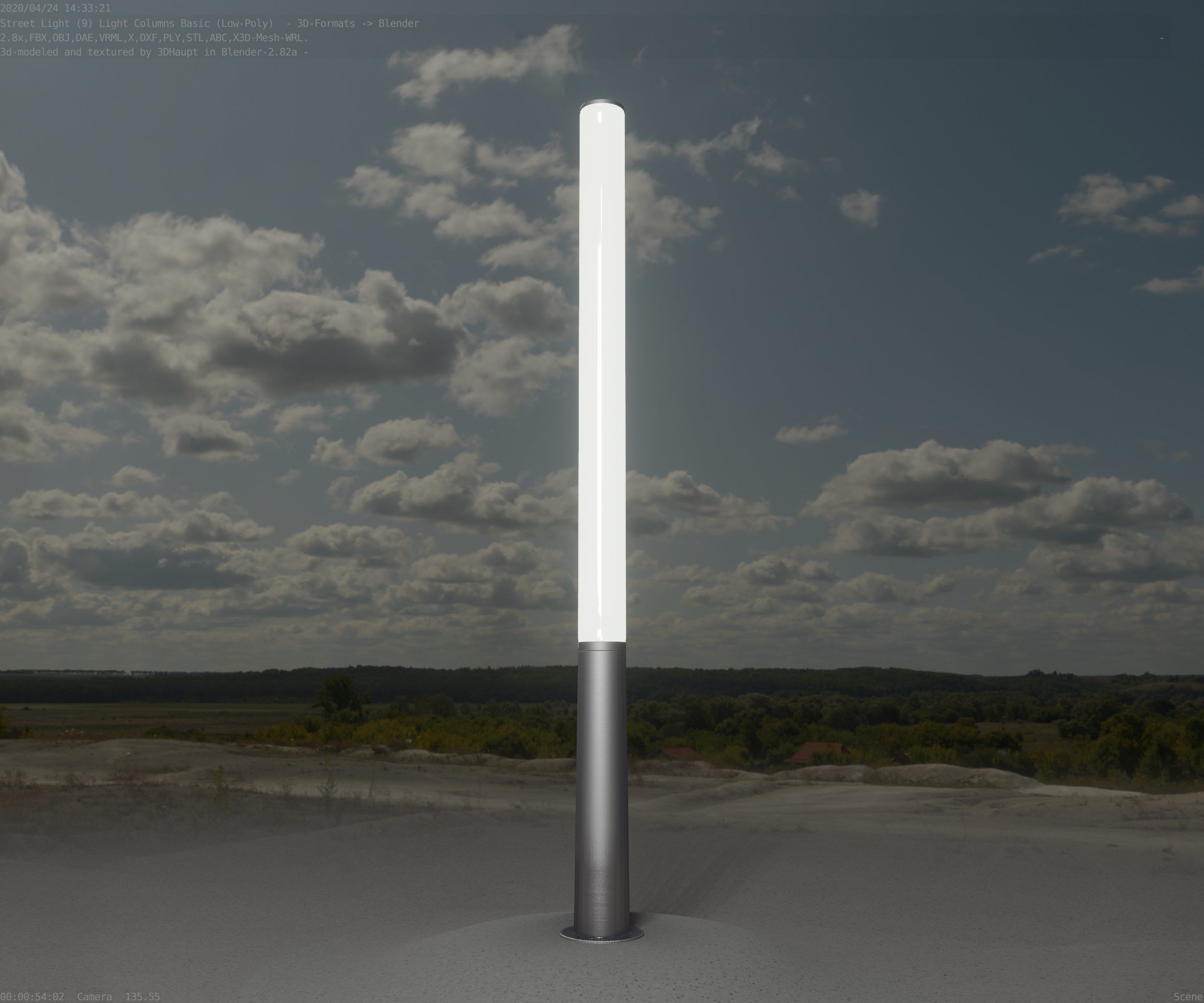 Low-Poly Basic Light Column 13 - Street Light Set-9 Low-poly 3D model_98