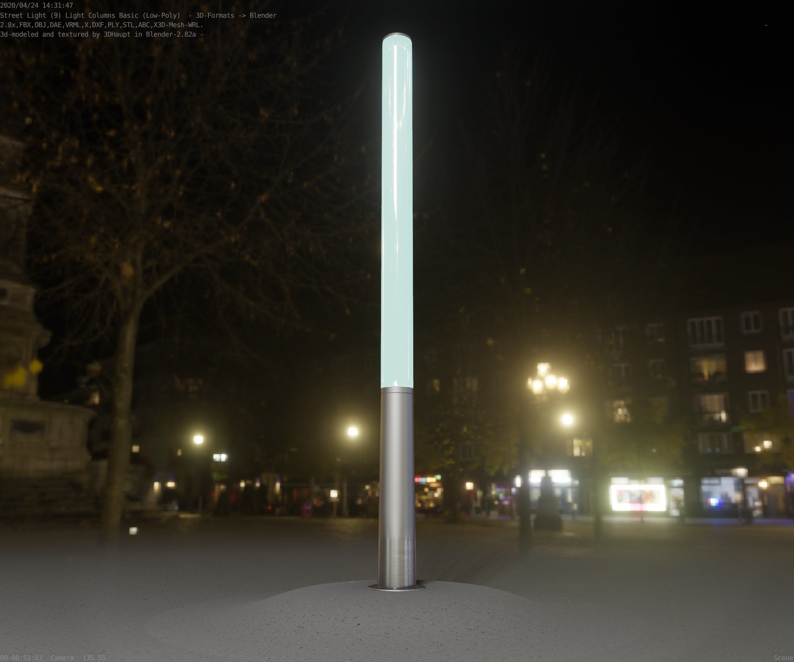 Low-Poly Basic Light Column 13 - Street Light Set-9 Low-poly 3D model_27