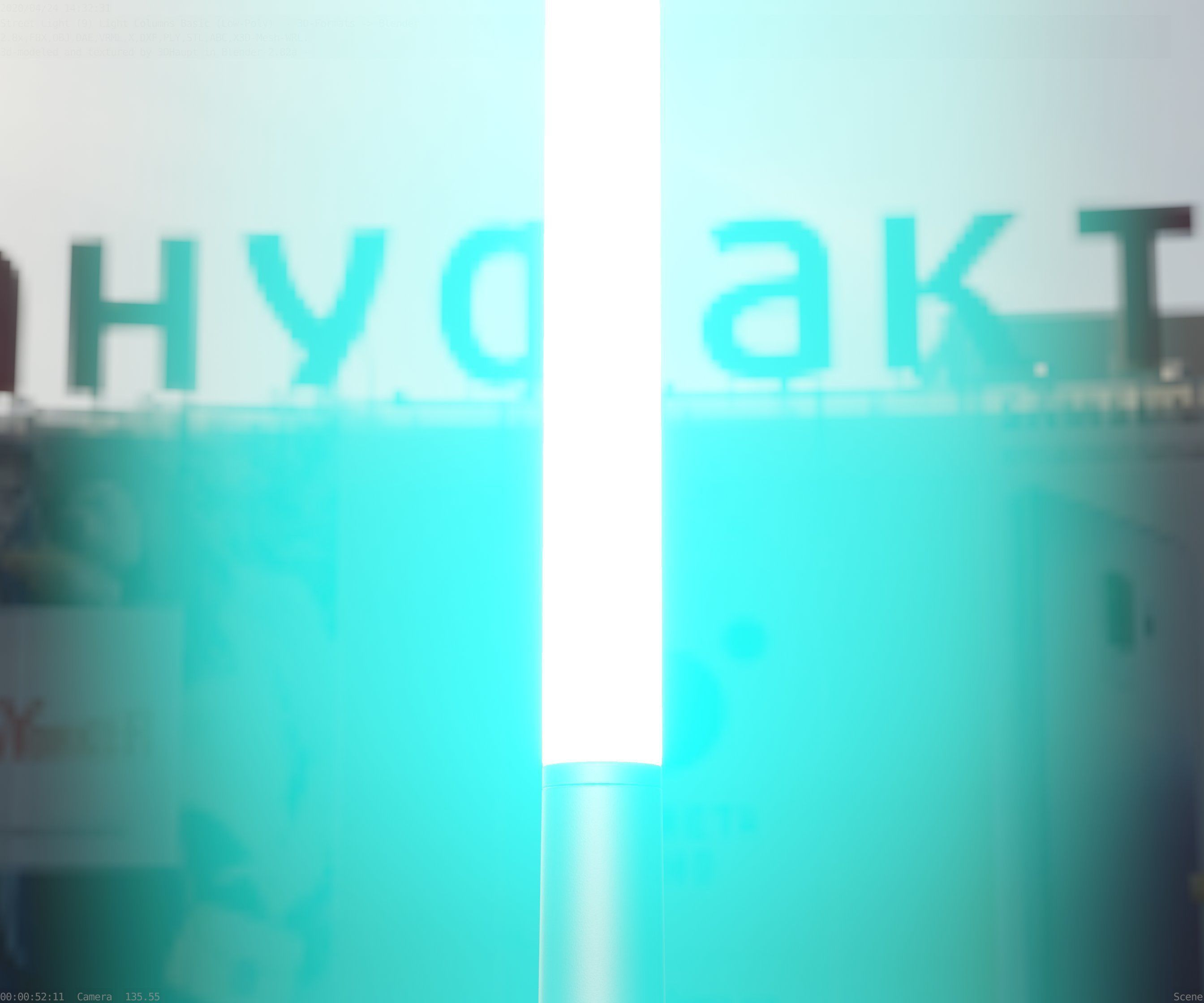 Low-Poly Basic Light Column 13 - Street Light Set-9 Low-poly 3D model_59