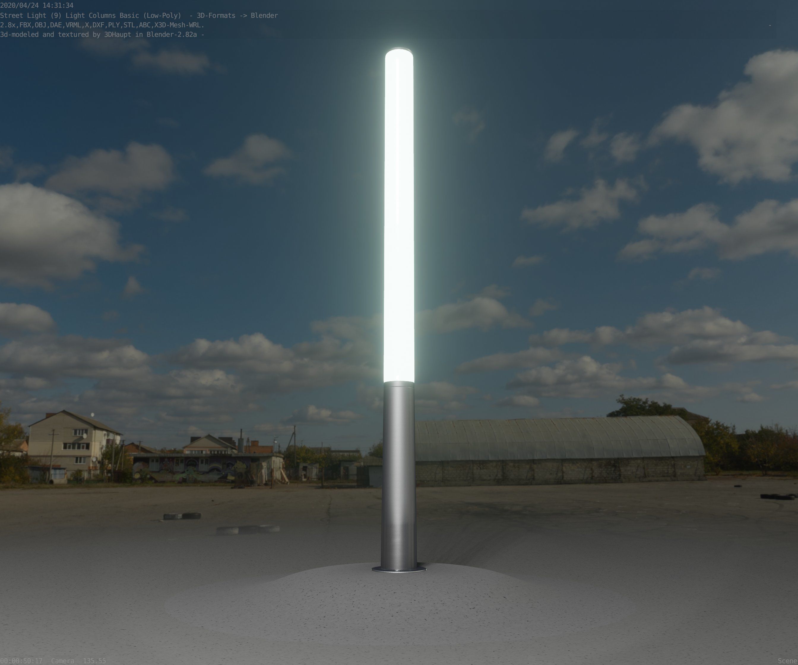 Low-Poly Basic Light Column 13 - Street Light Set-9 Low-poly 3D model_17