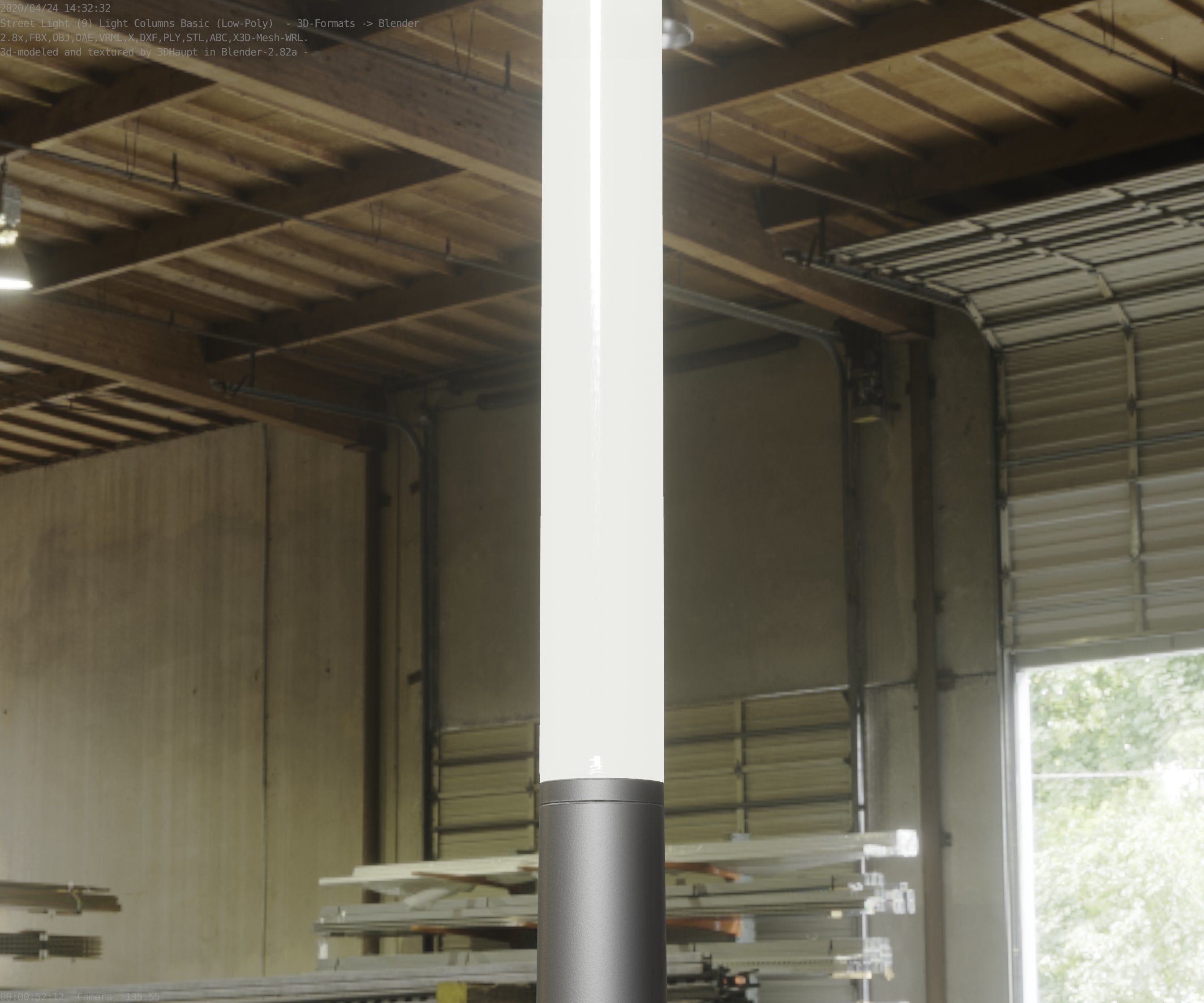 Low-Poly Basic Light Column 13 - Street Light Set-9 Low-poly 3D model_60