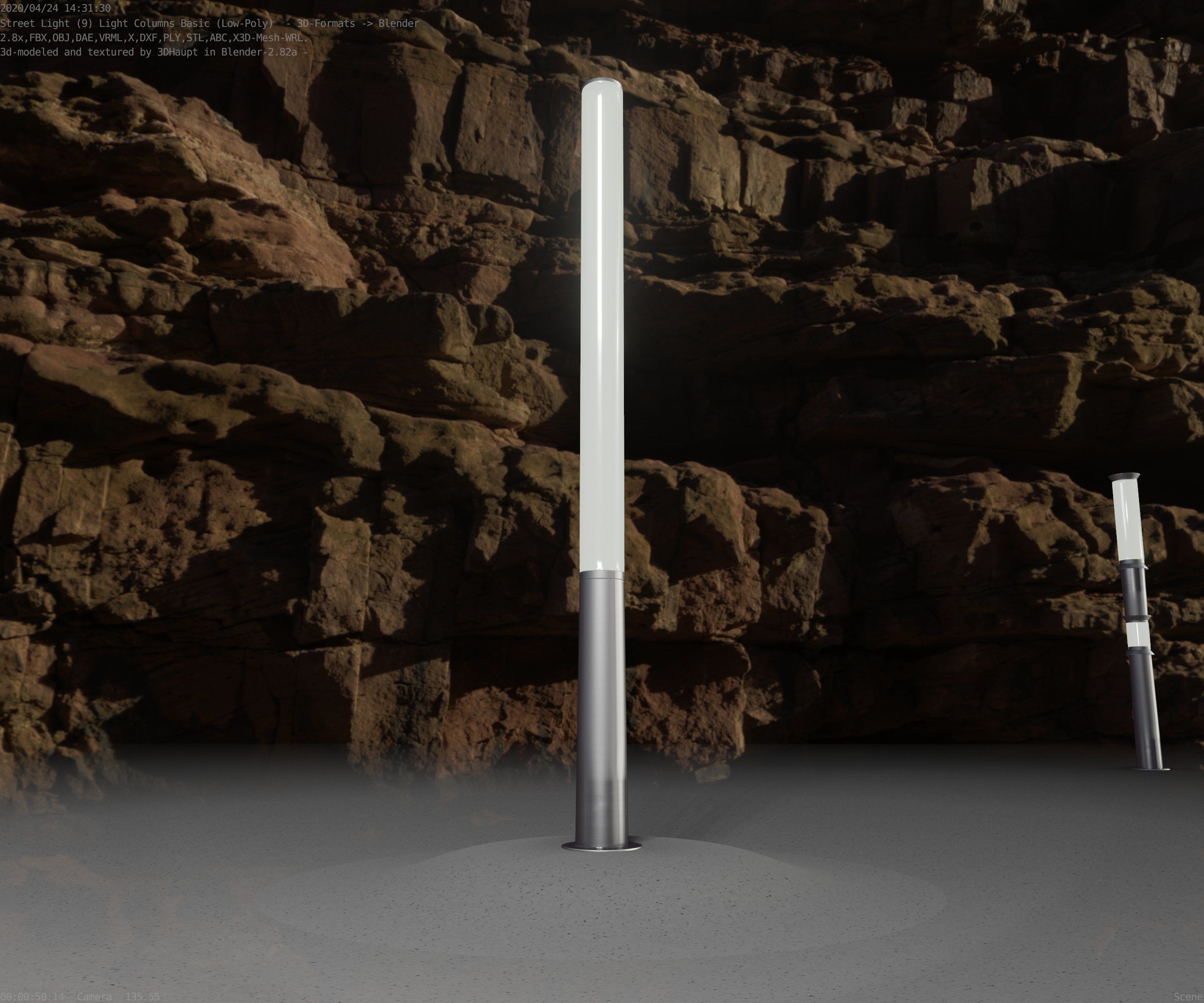 Low-Poly Basic Light Column 13 - Street Light Set-9 Low-poly 3D model_14