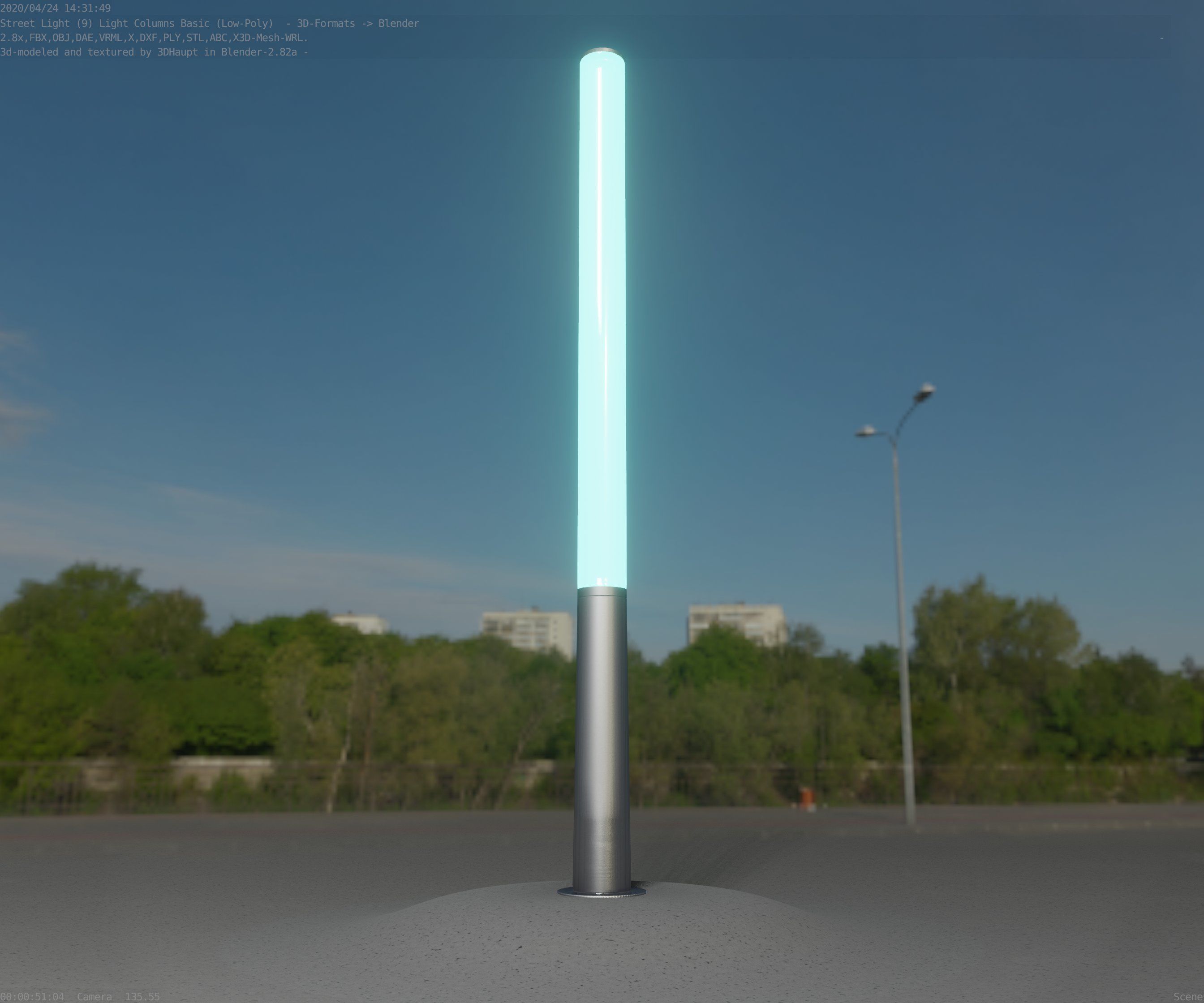 Low-Poly Basic Light Column 13 - Street Light Set-9 Low-poly 3D model_28