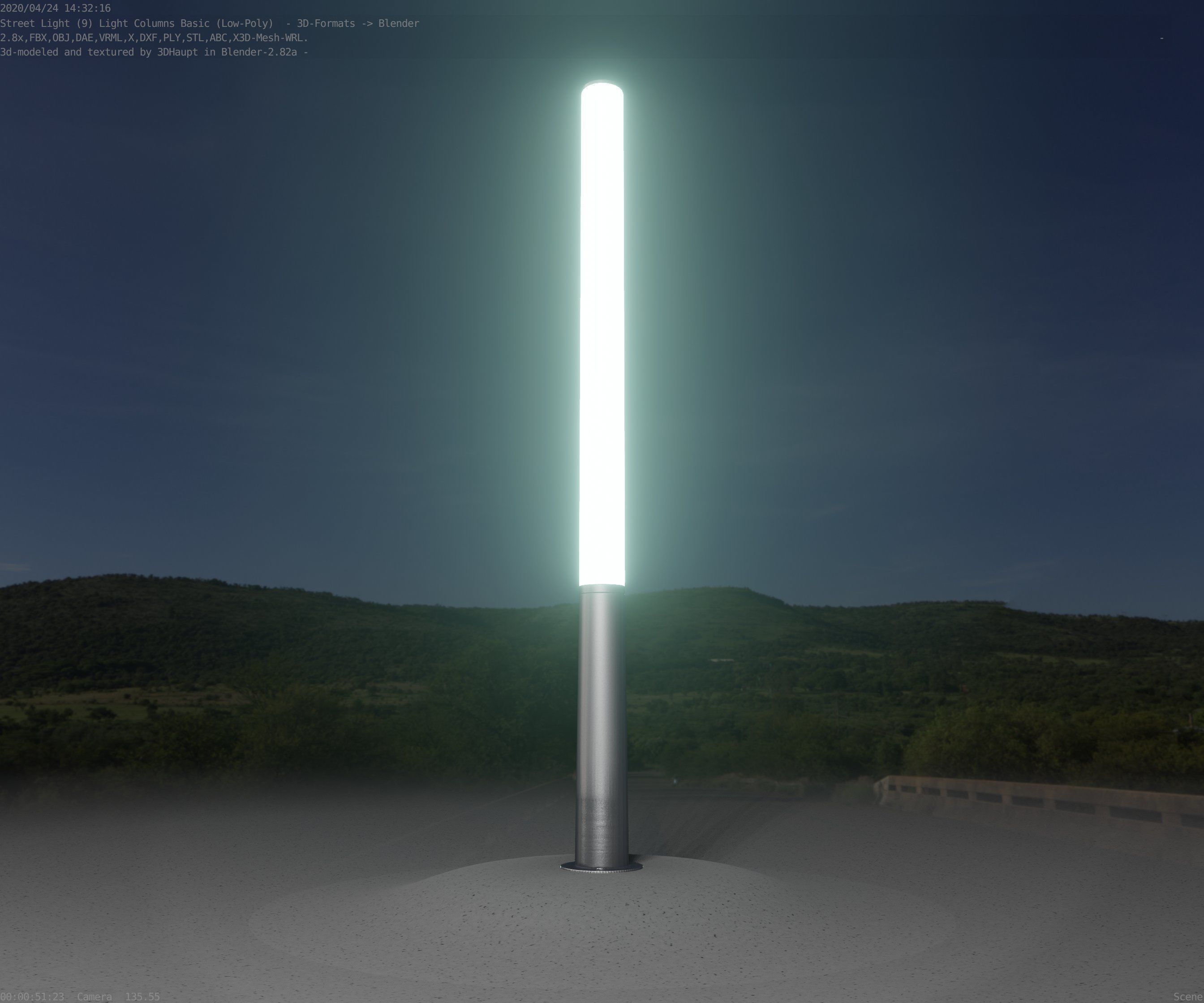 Low-Poly Basic Light Column 13 - Street Light Set-9 Low-poly 3D model_47