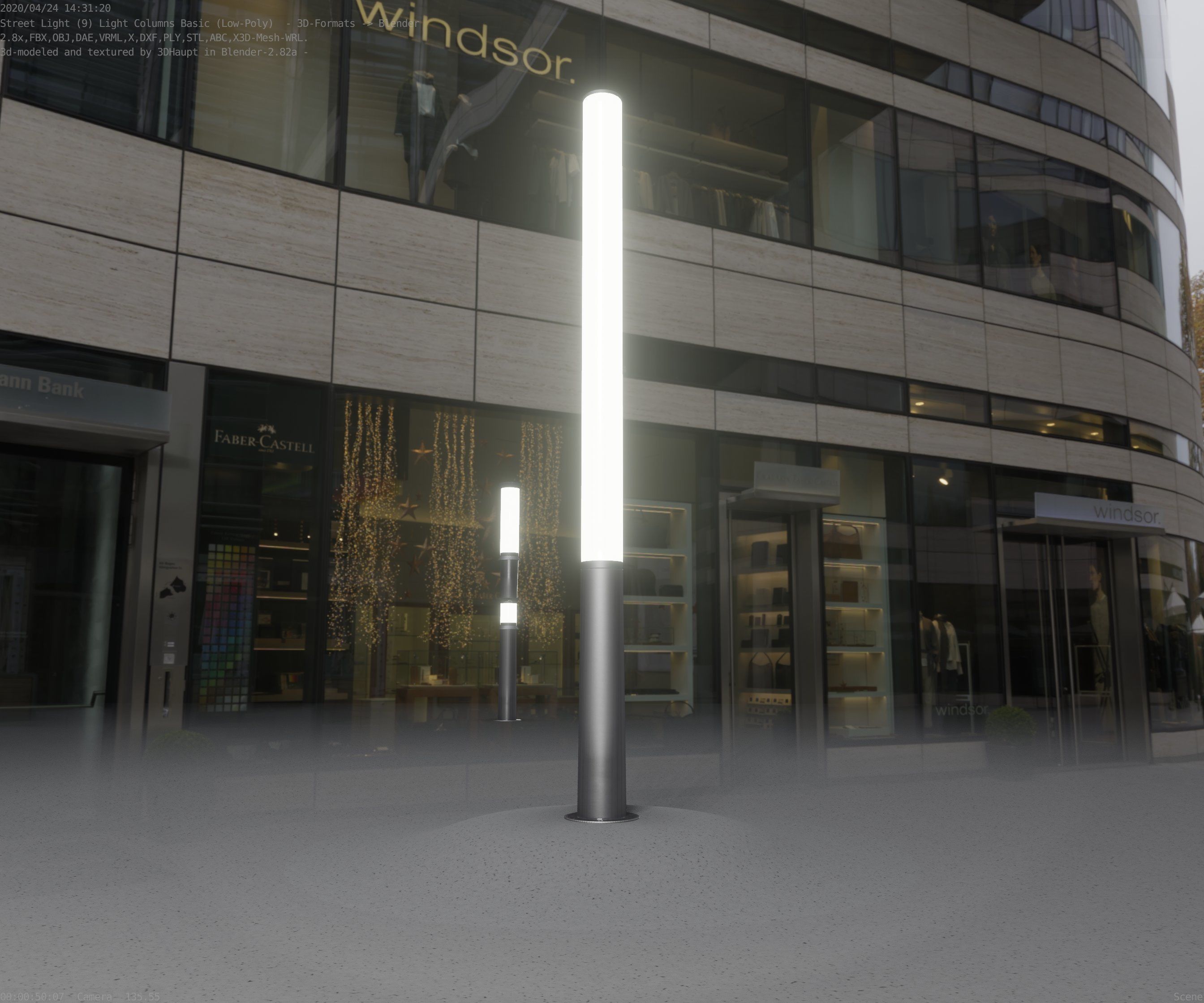 Low-Poly Basic Light Column 13 - Street Light Set-9 Low-poly 3D model_8