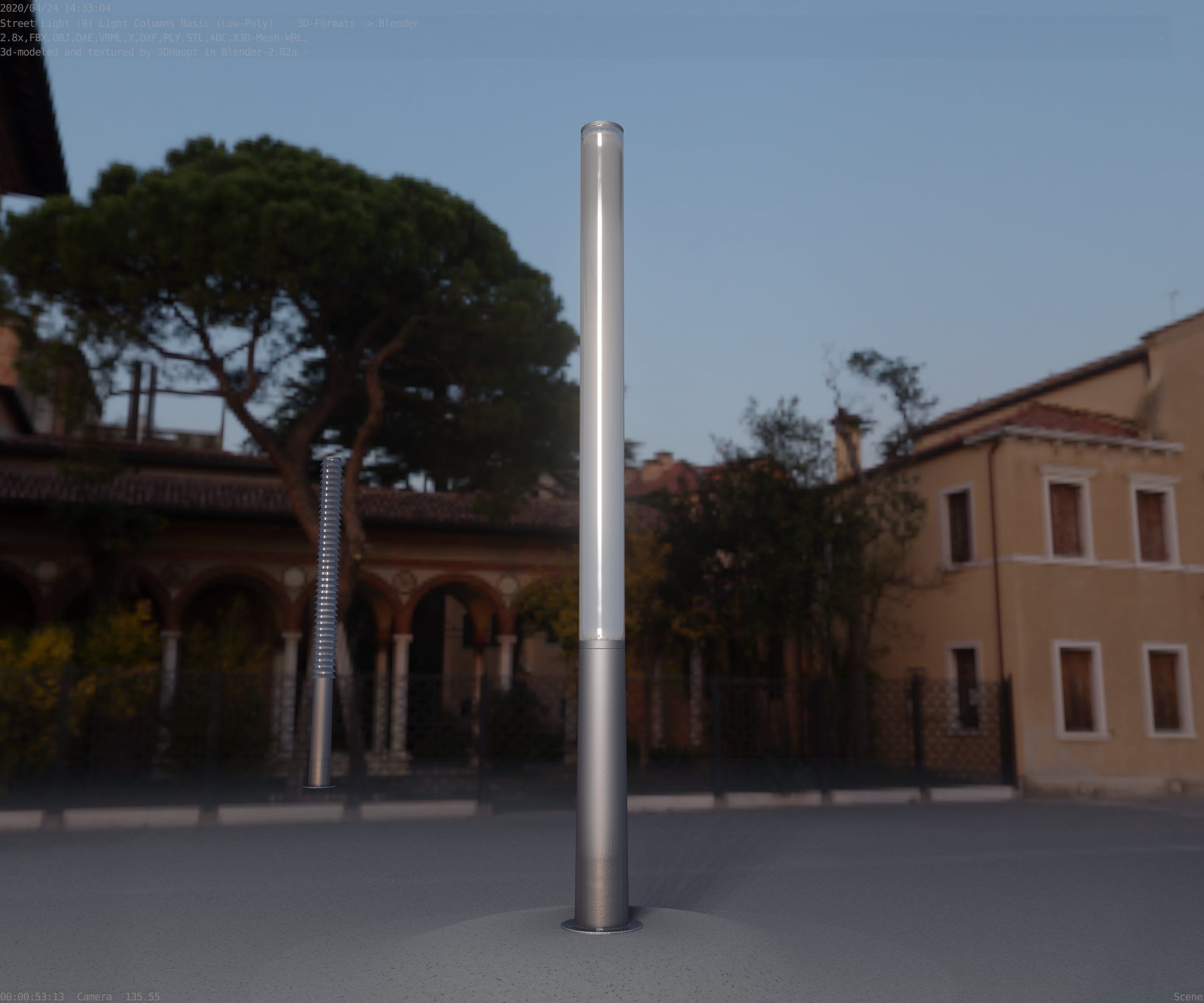 Low-Poly Basic Light Column 13 - Street Light Set-9 Low-poly 3D model_85