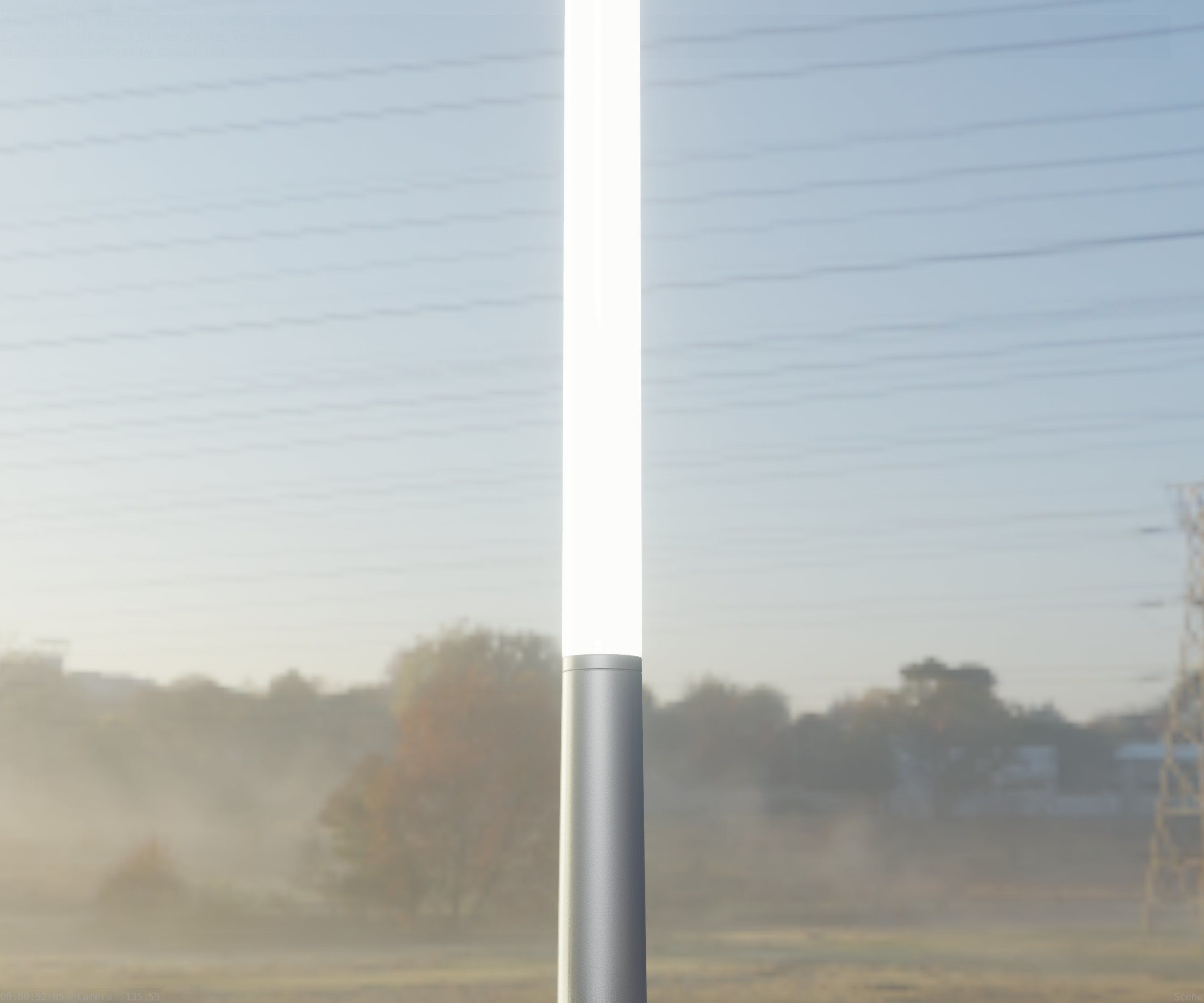 Low-Poly Basic Light Column 13 - Street Light Set-9 Low-poly 3D model_53