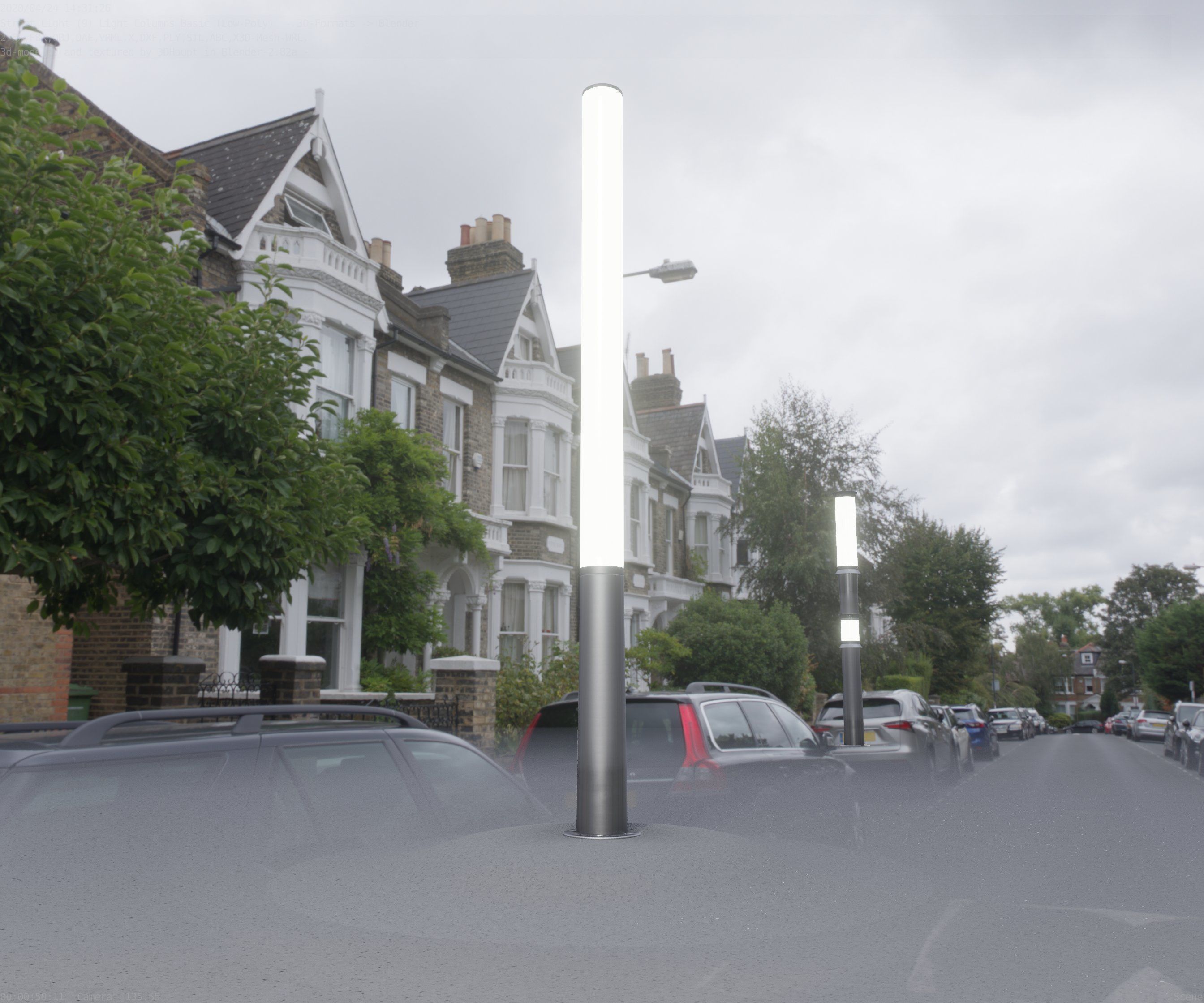 Low-Poly Basic Light Column 13 - Street Light Set-9 Low-poly 3D model_11