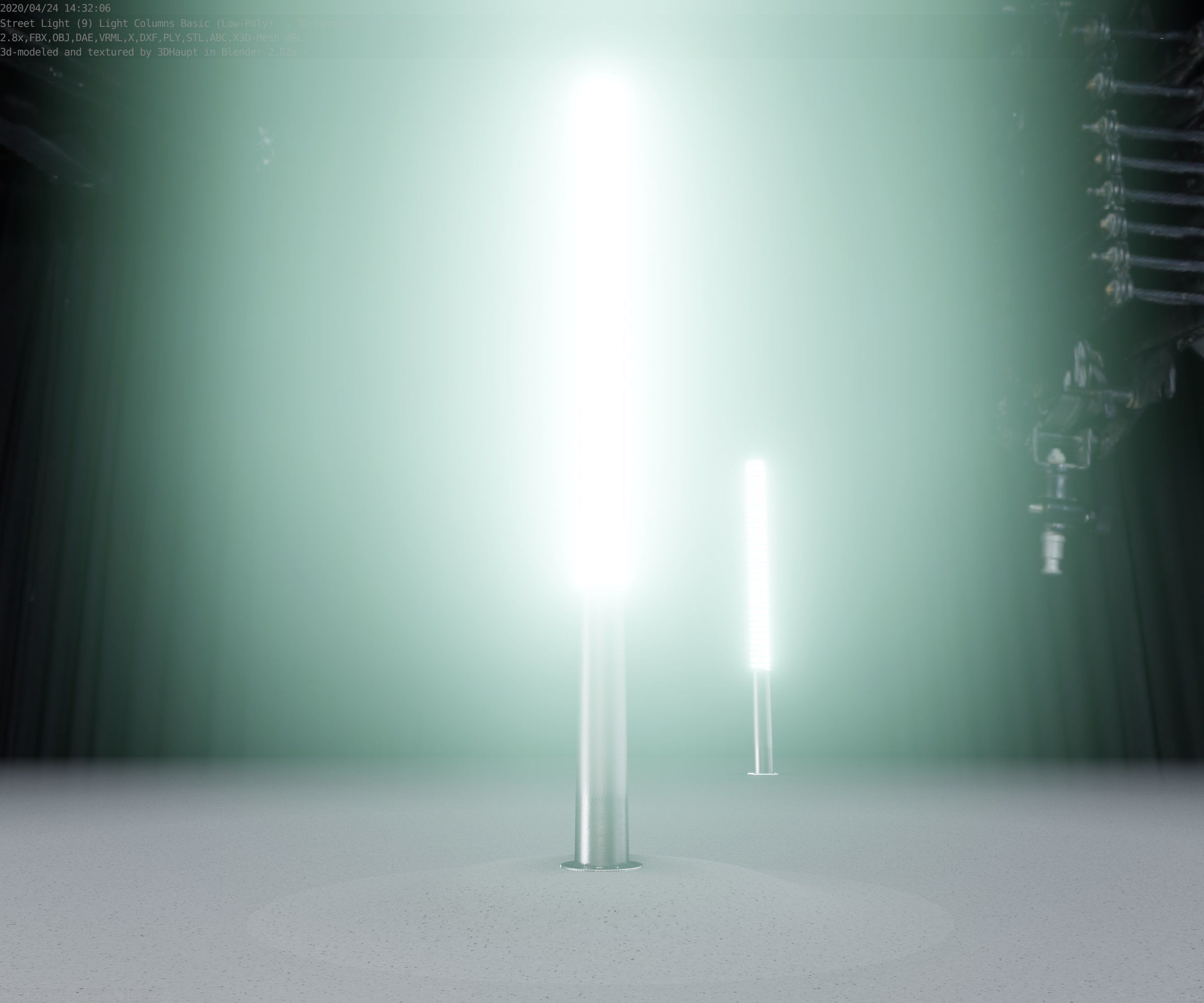 Low-Poly Basic Light Column 13 - Street Light Set-9 Low-poly 3D model_40