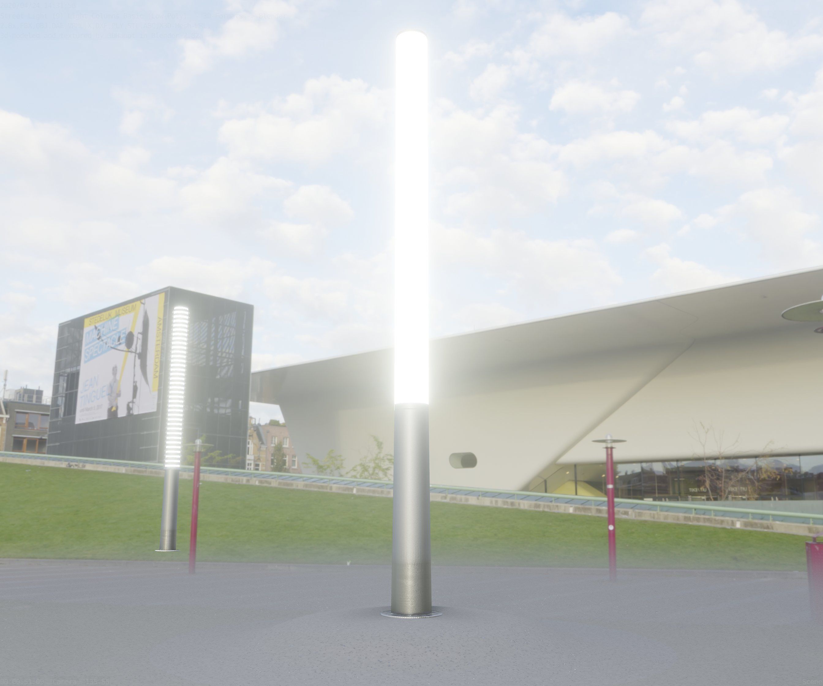 Low-Poly Basic Light Column 13 - Street Light Set-9 Low-poly 3D model_33