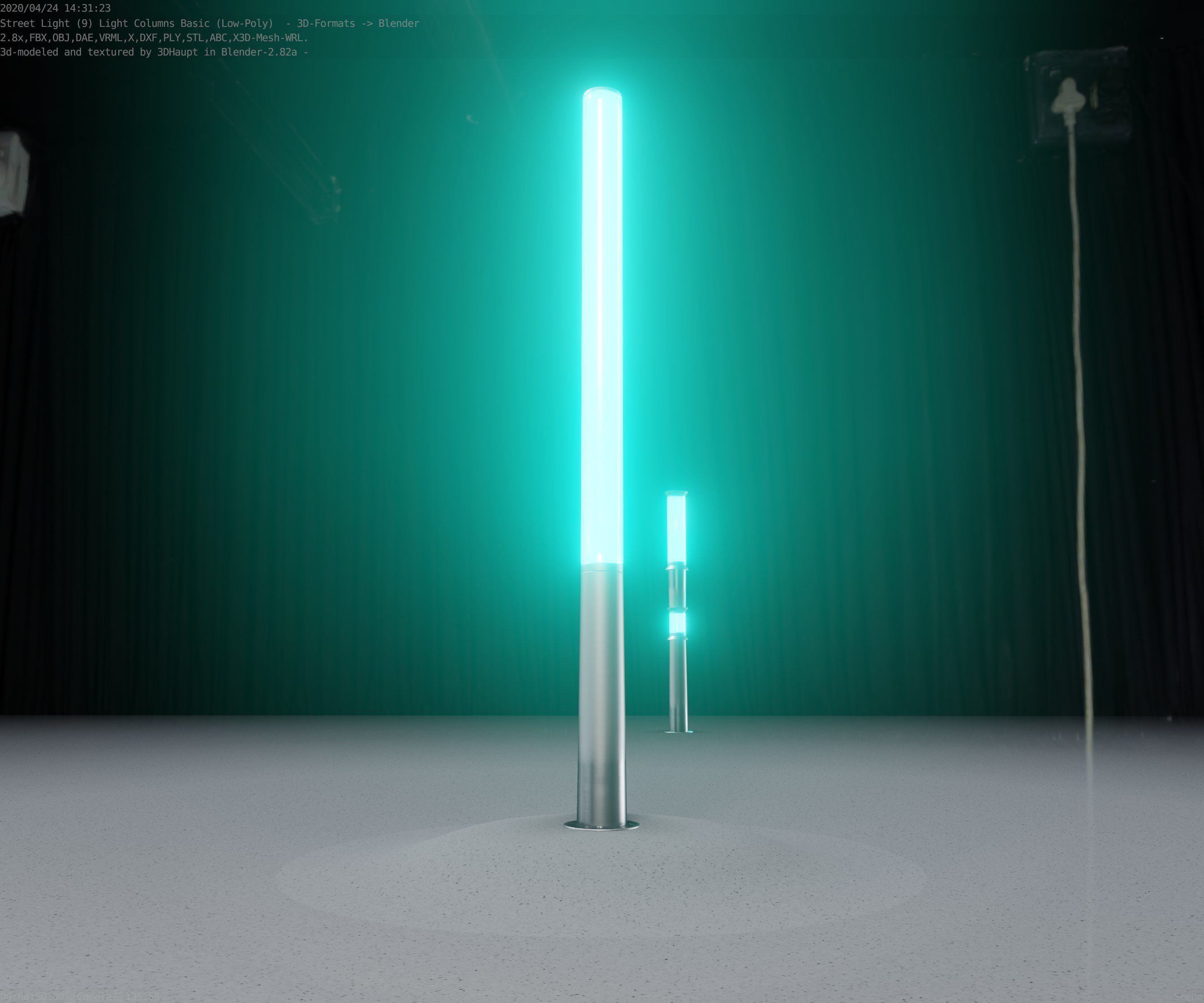 Low-Poly Basic Light Column 13 - Street Light Set-9 Low-poly 3D model_2