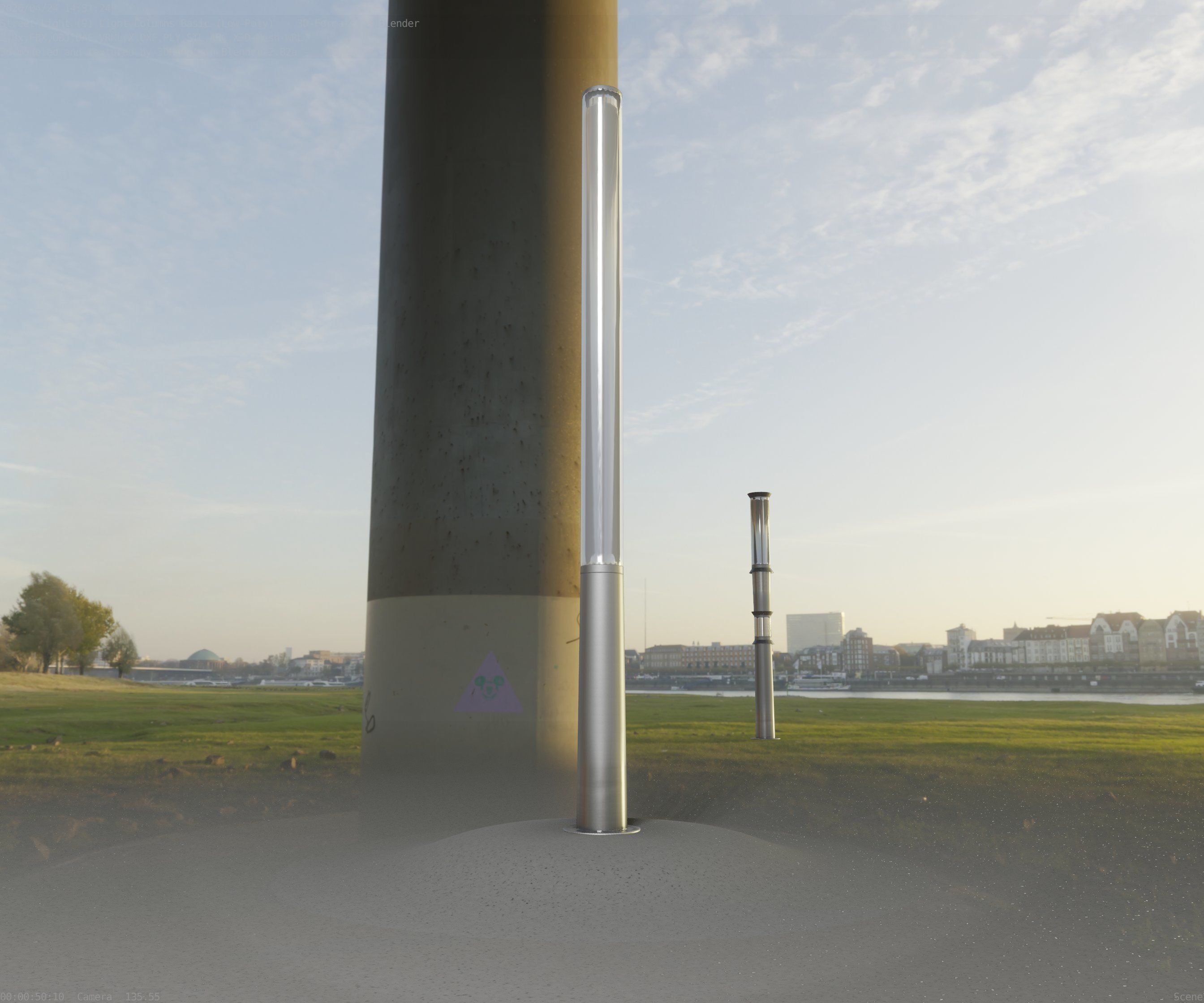 Low-Poly Basic Light Column 13 - Street Light Set-9 Low-poly 3D model_10