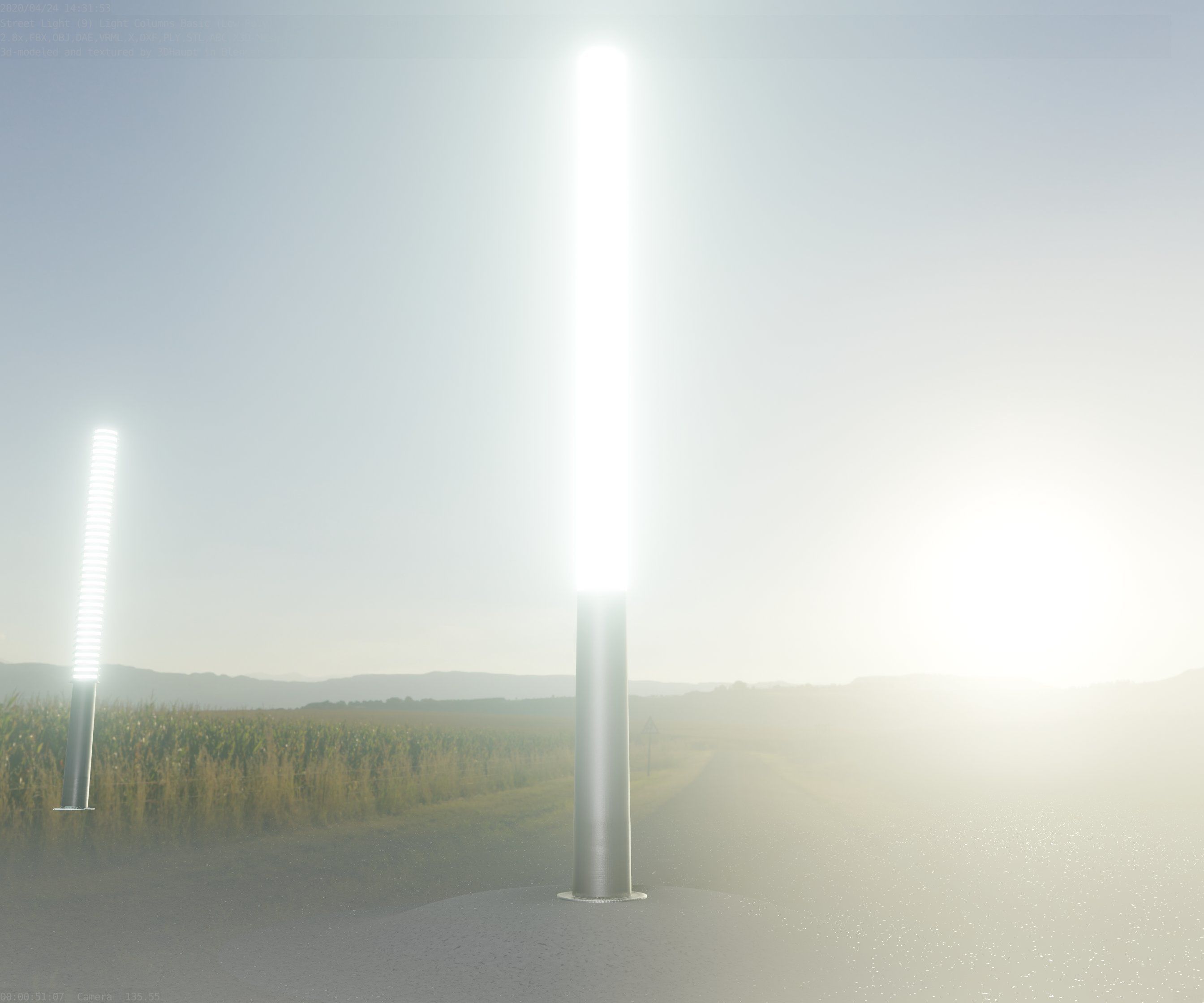 Low-Poly Basic Light Column 13 - Street Light Set-9 Low-poly 3D model_31
