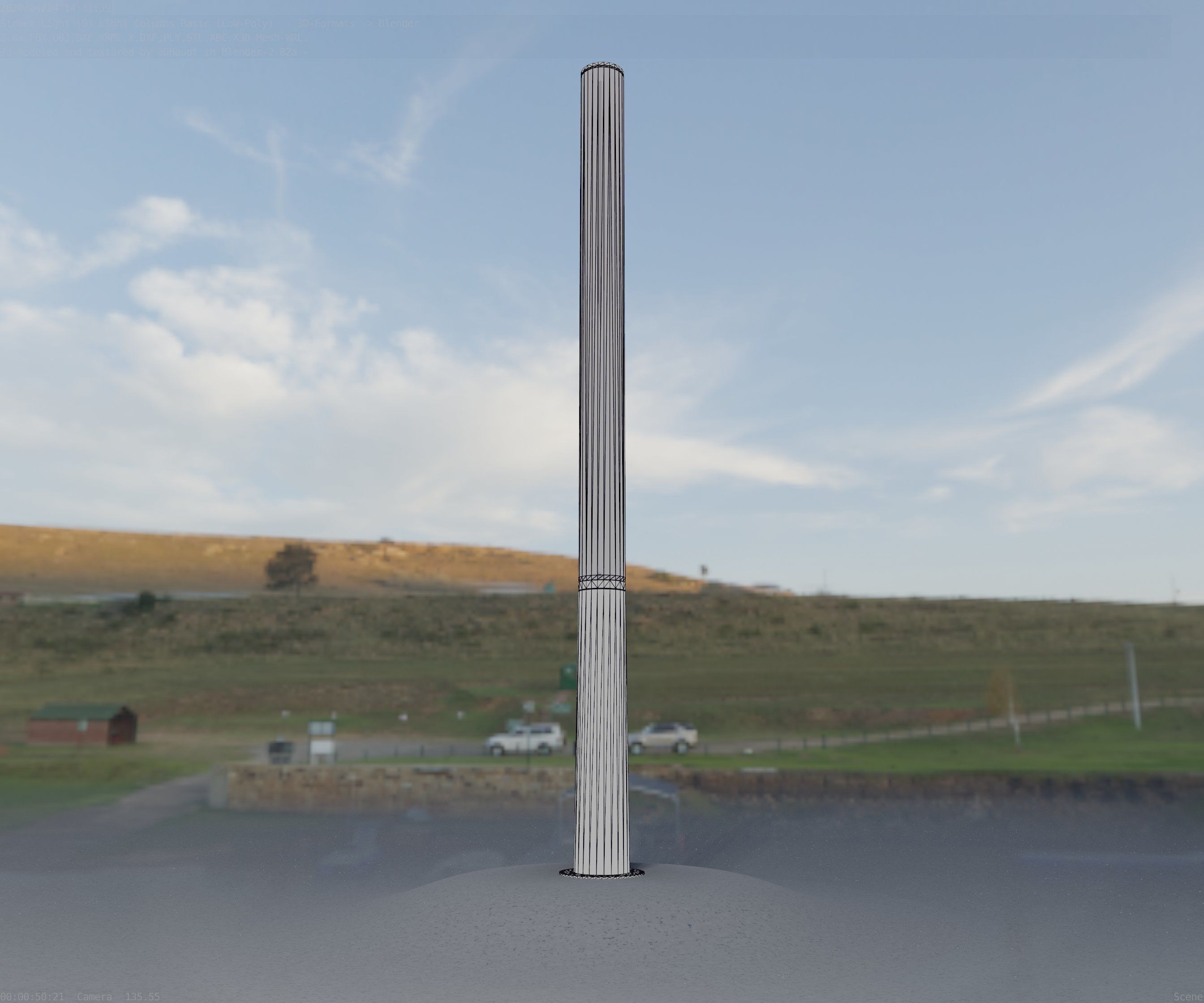 Low-Poly Basic Light Column 13 - Street Light Set-9 Low-poly 3D model_21