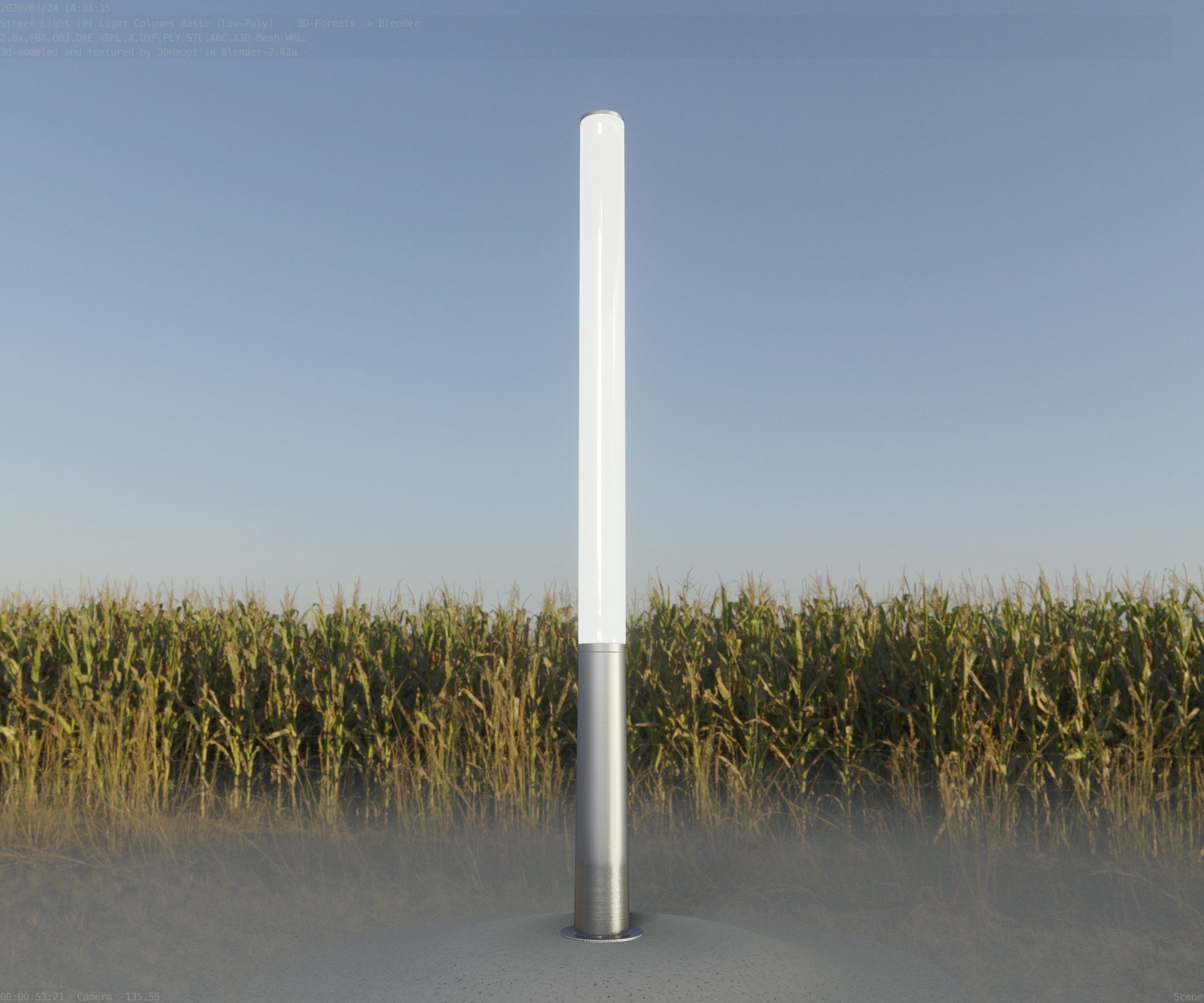 Low-Poly Basic Light Column 13 - Street Light Set-9 Low-poly 3D model_93