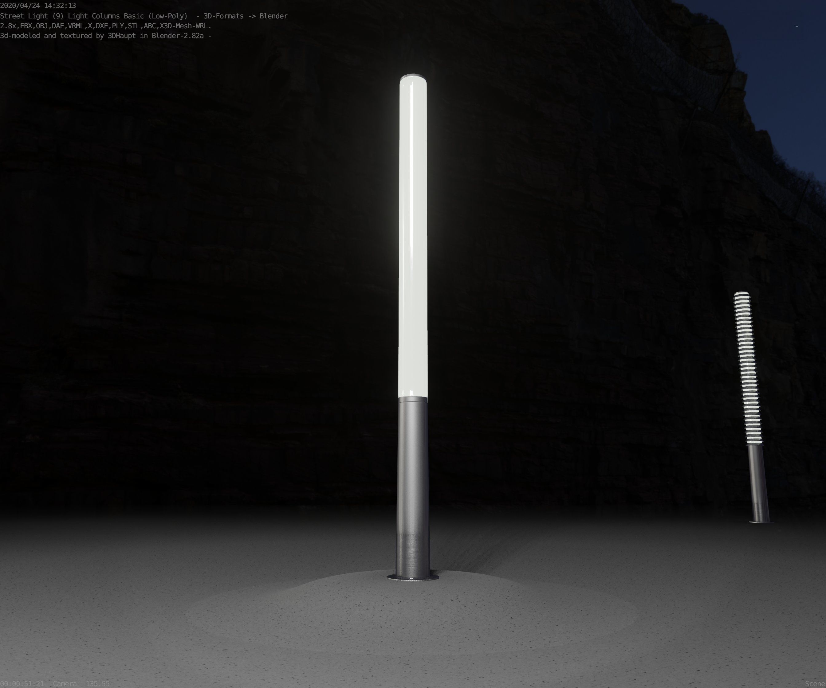 Low-Poly Basic Light Column 13 - Street Light Set-9 Low-poly 3D model_45