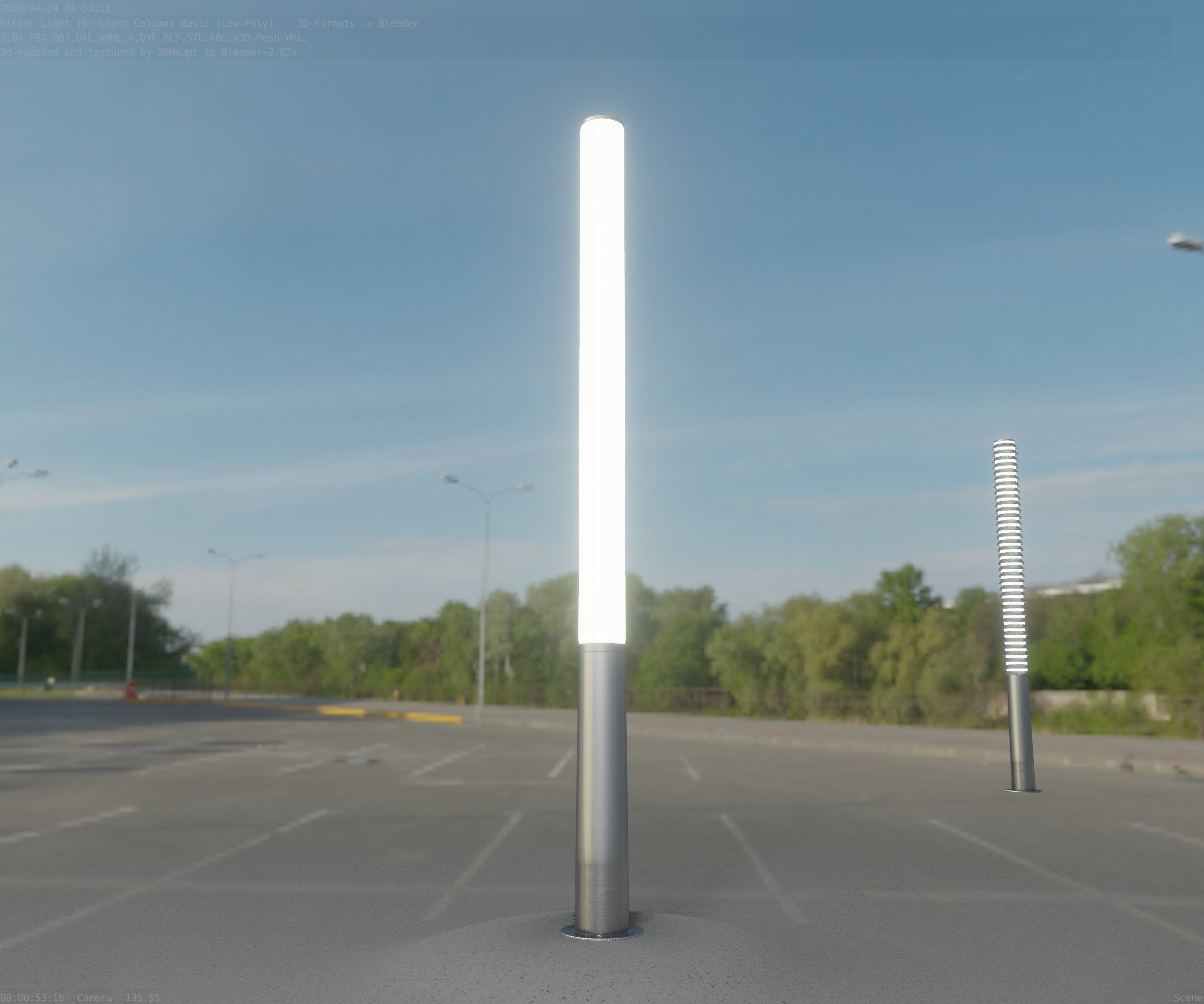Low-Poly Basic Light Column 13 - Street Light Set-9 Low-poly 3D model_90