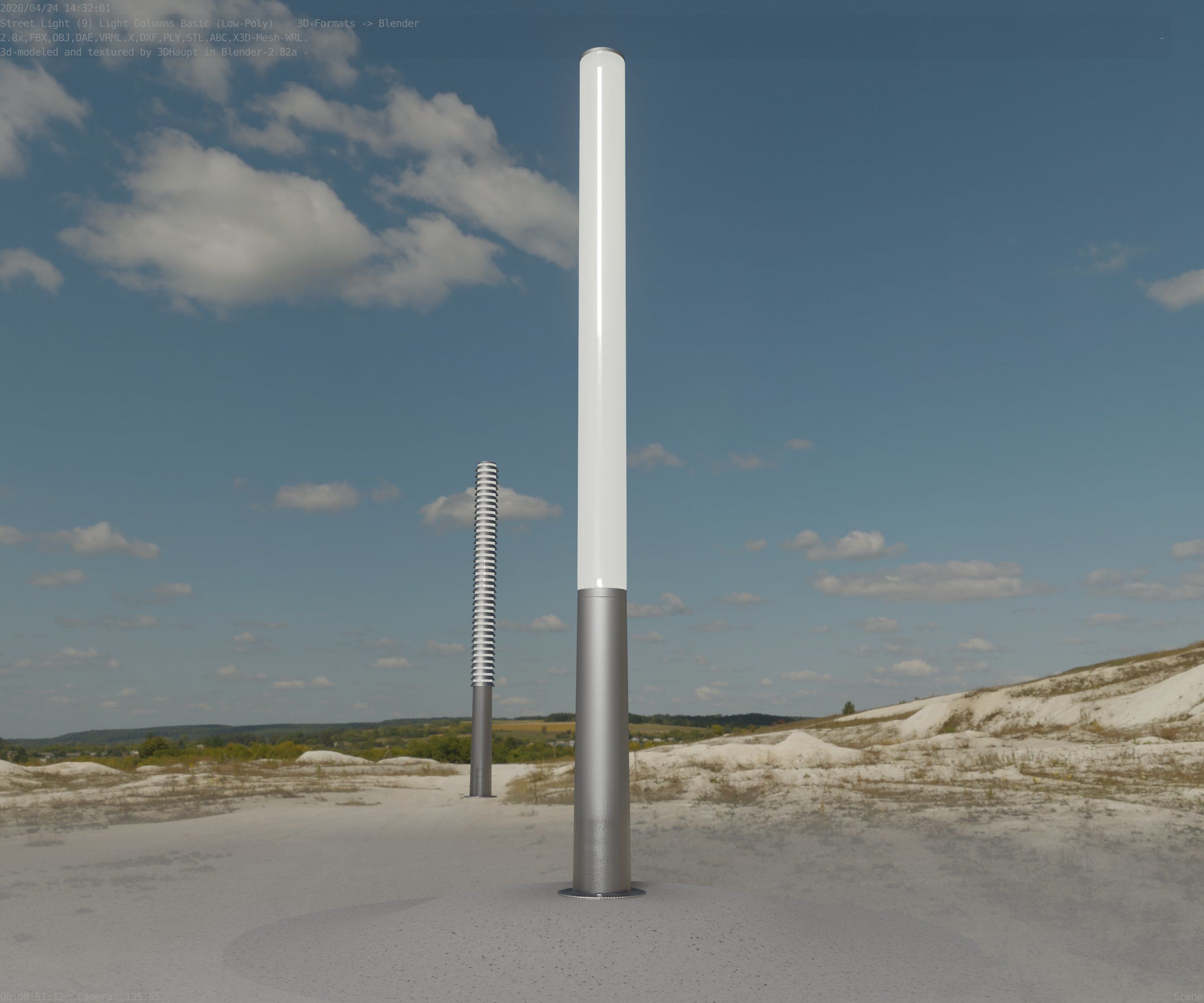 Low-Poly Basic Light Column 13 - Street Light Set-9 Low-poly 3D model_36
