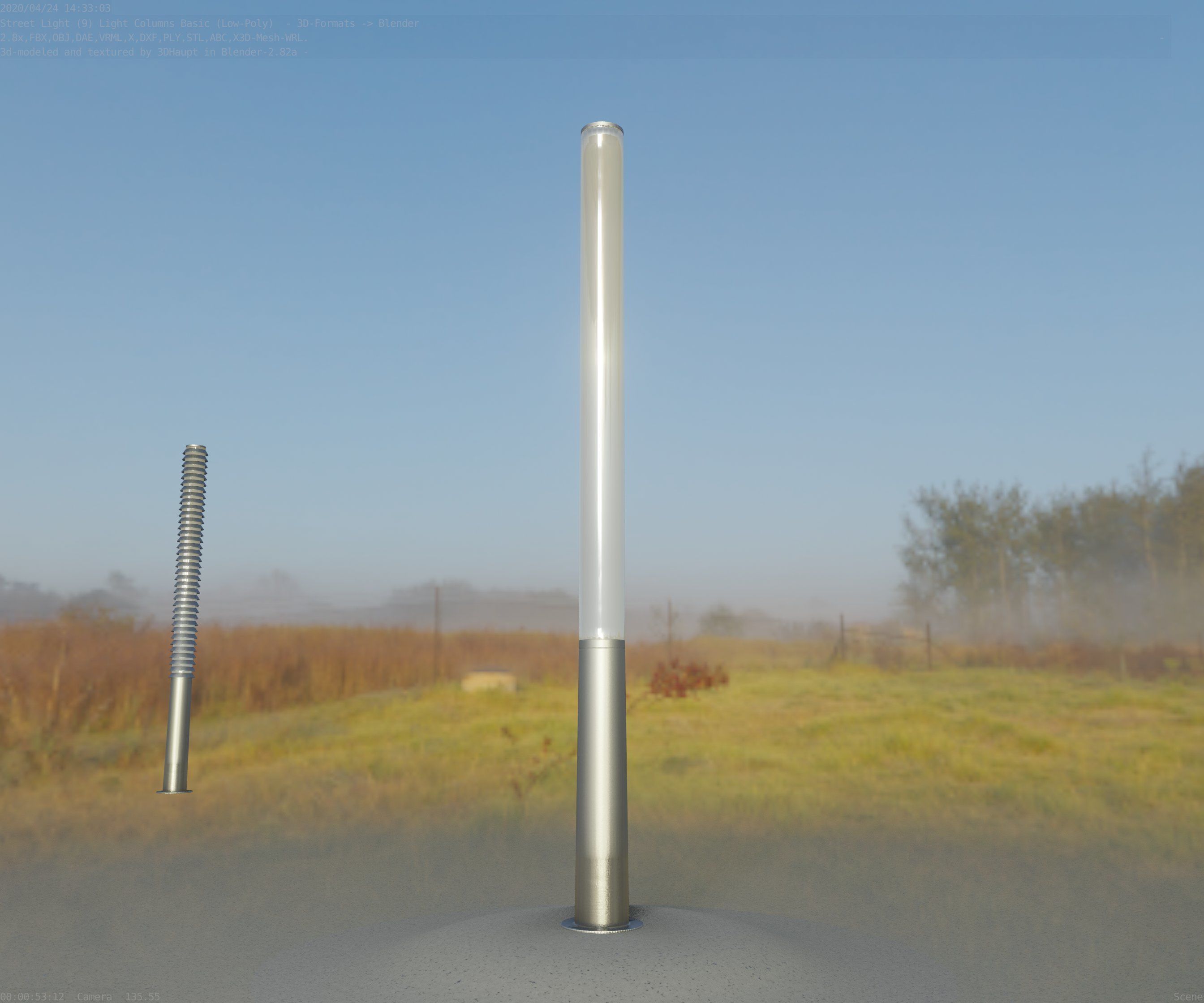 Low-Poly Basic Light Column 13 - Street Light Set-9 Low-poly 3D model_84