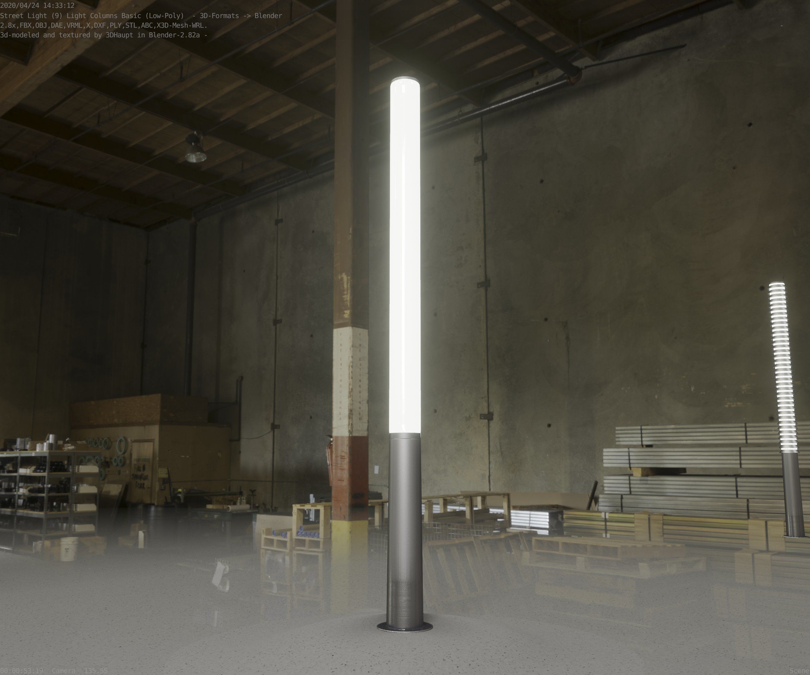 Low-Poly Basic Light Column 13 - Street Light Set-9 Low-poly 3D model_91