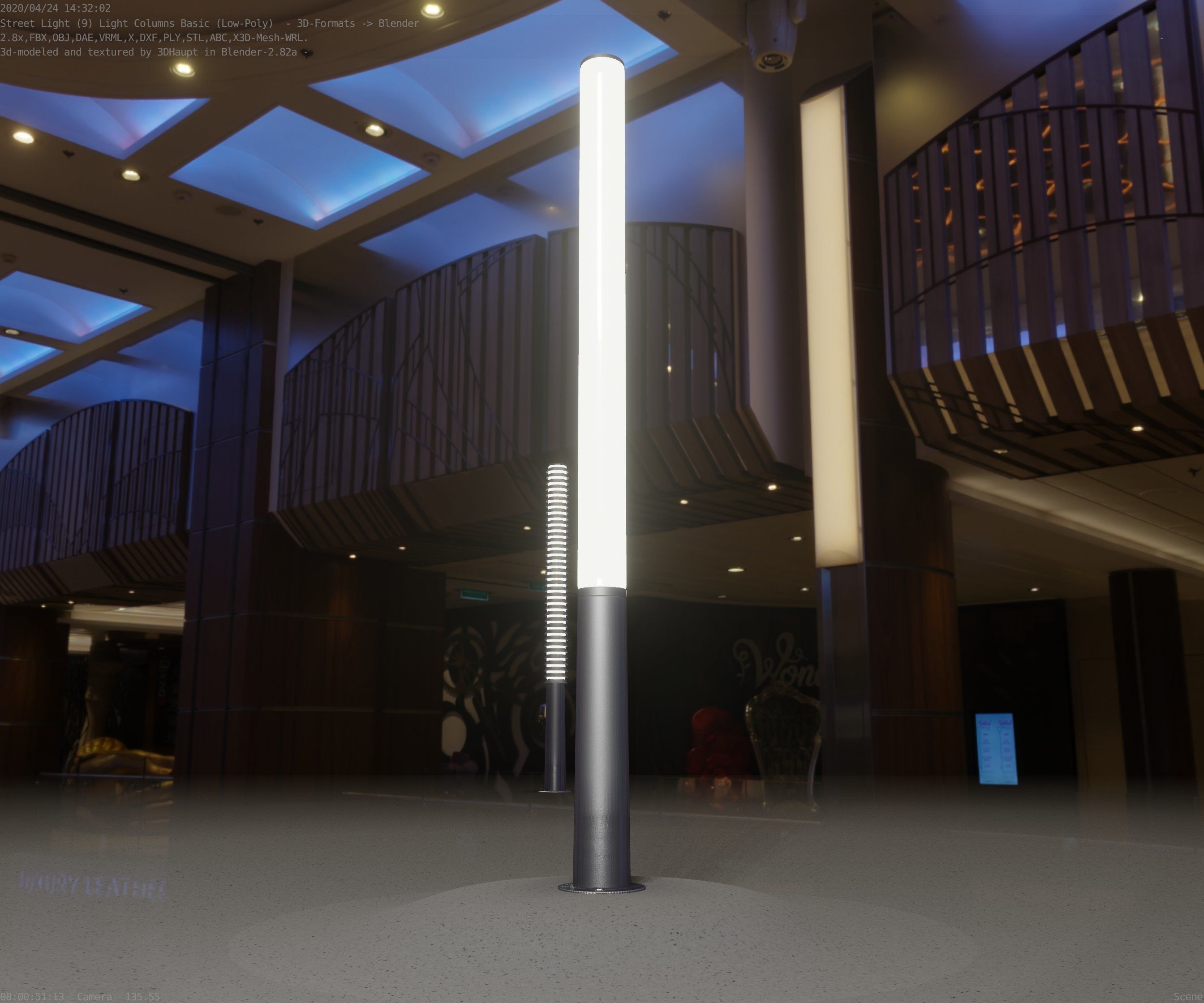 Low-Poly Basic Light Column 13 - Street Light Set-9 Low-poly 3D model_37