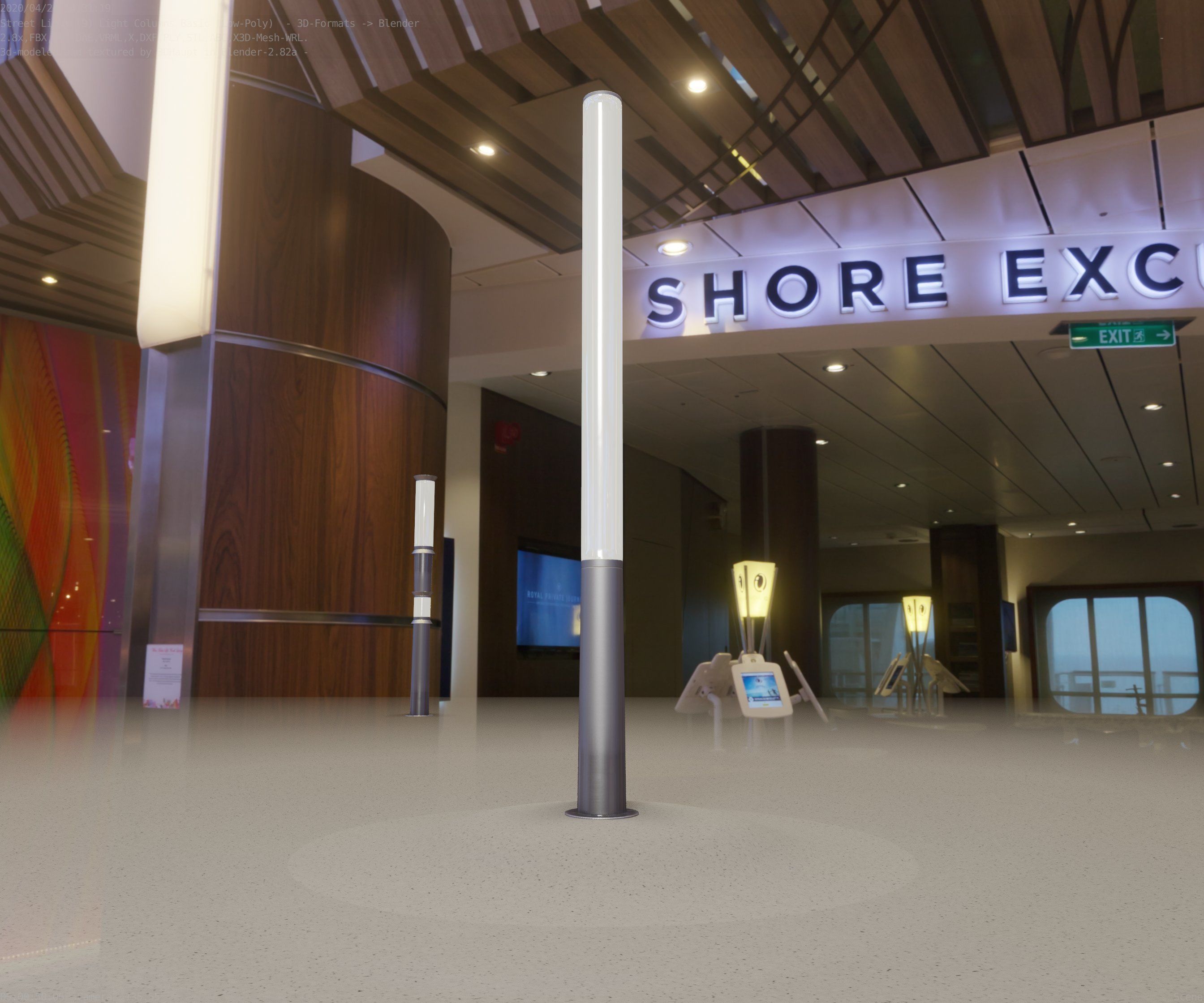 Low-Poly Basic Light Column 13 - Street Light Set-9 Low-poly 3D model_7