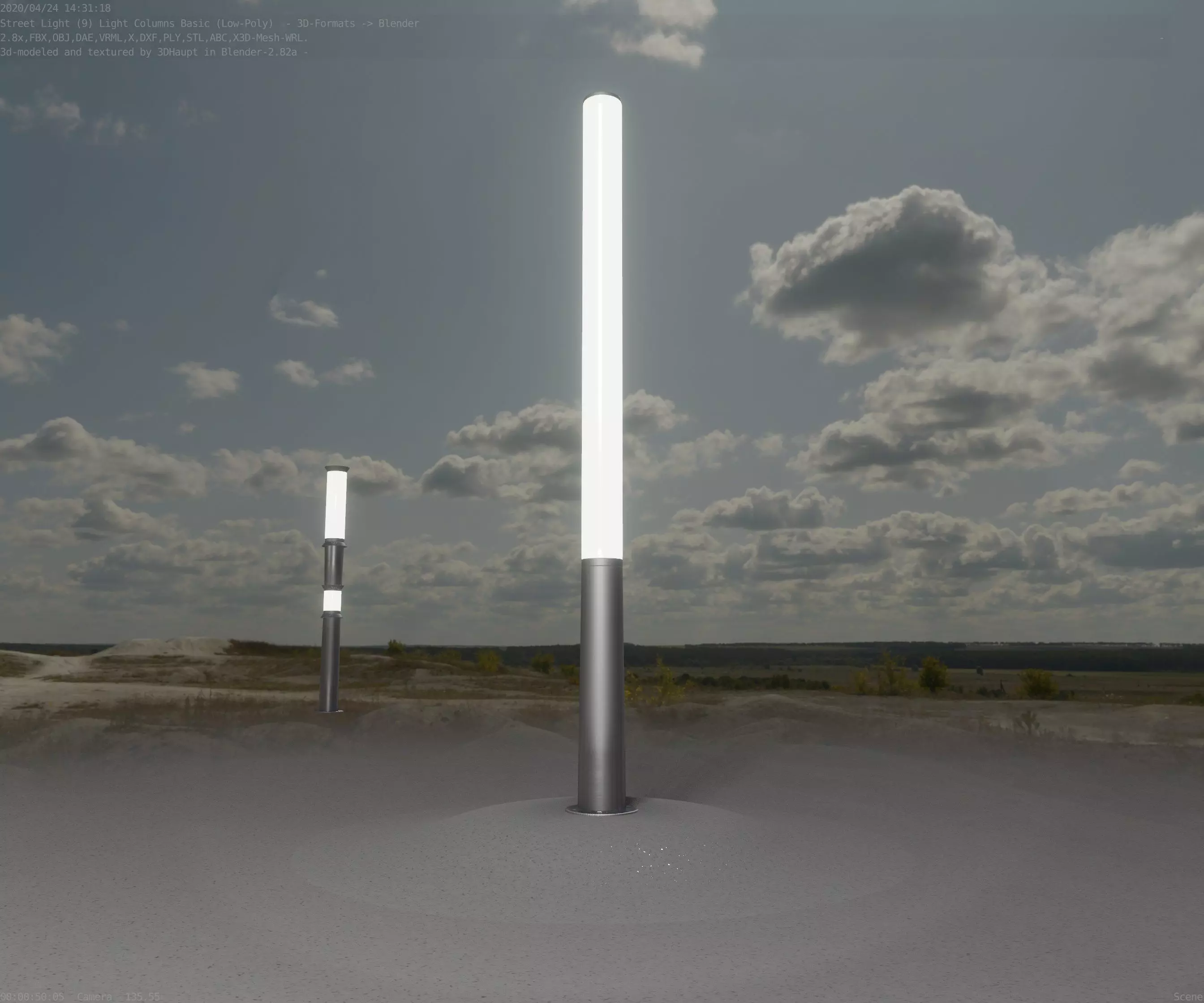 Low-Poly Basic Light Column 13 - Street Light Set-9 Low-poly 3D model_0