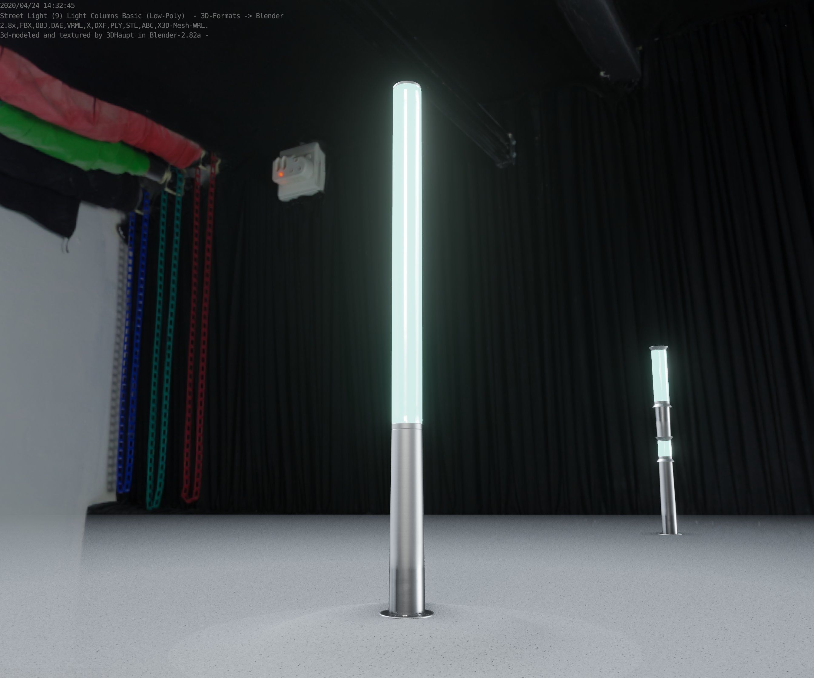 Low-Poly Basic Light Column 13 - Street Light Set-9 Low-poly 3D model_71