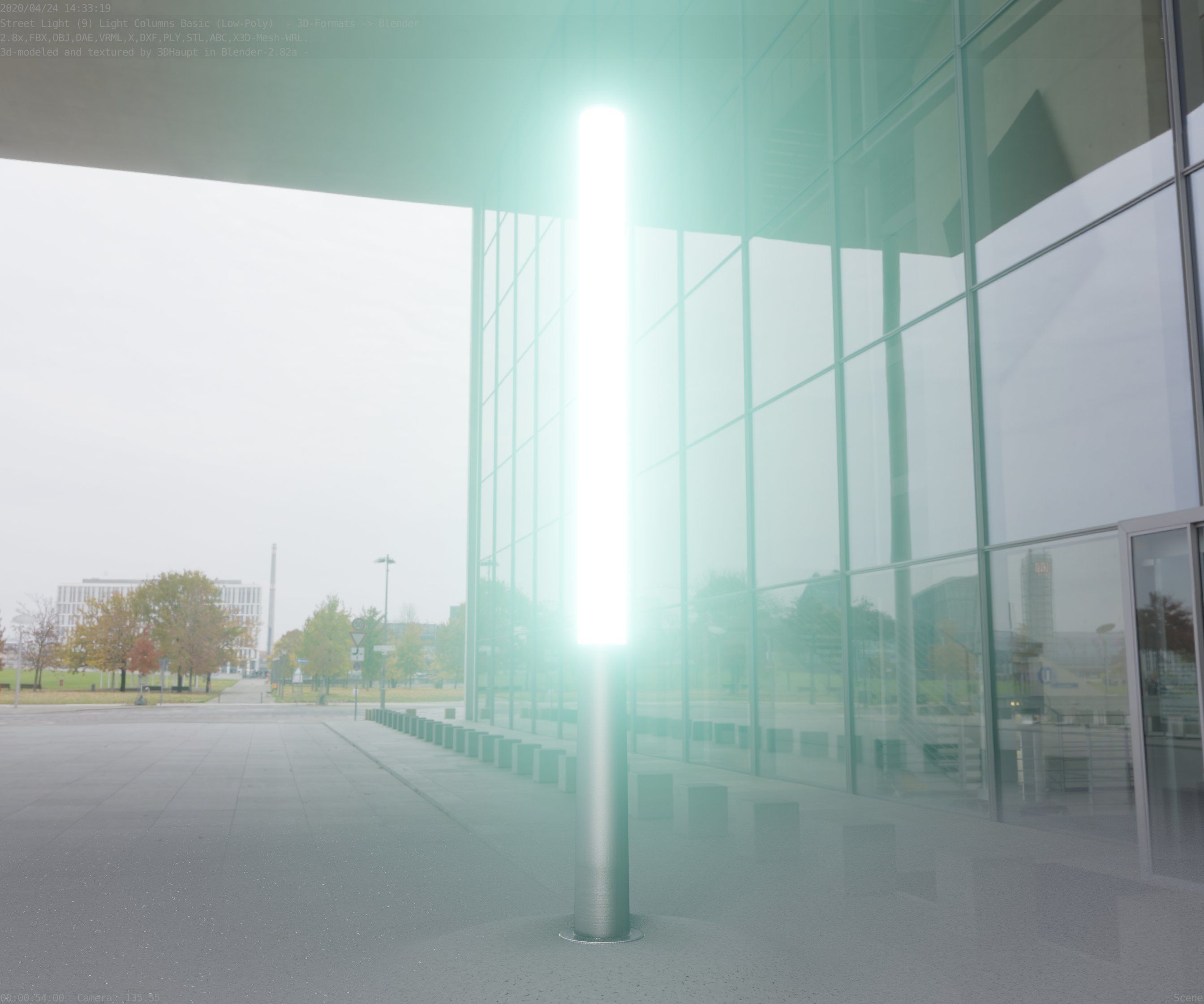 Low-Poly Basic Light Column 13 - Street Light Set-9 Low-poly 3D model_96