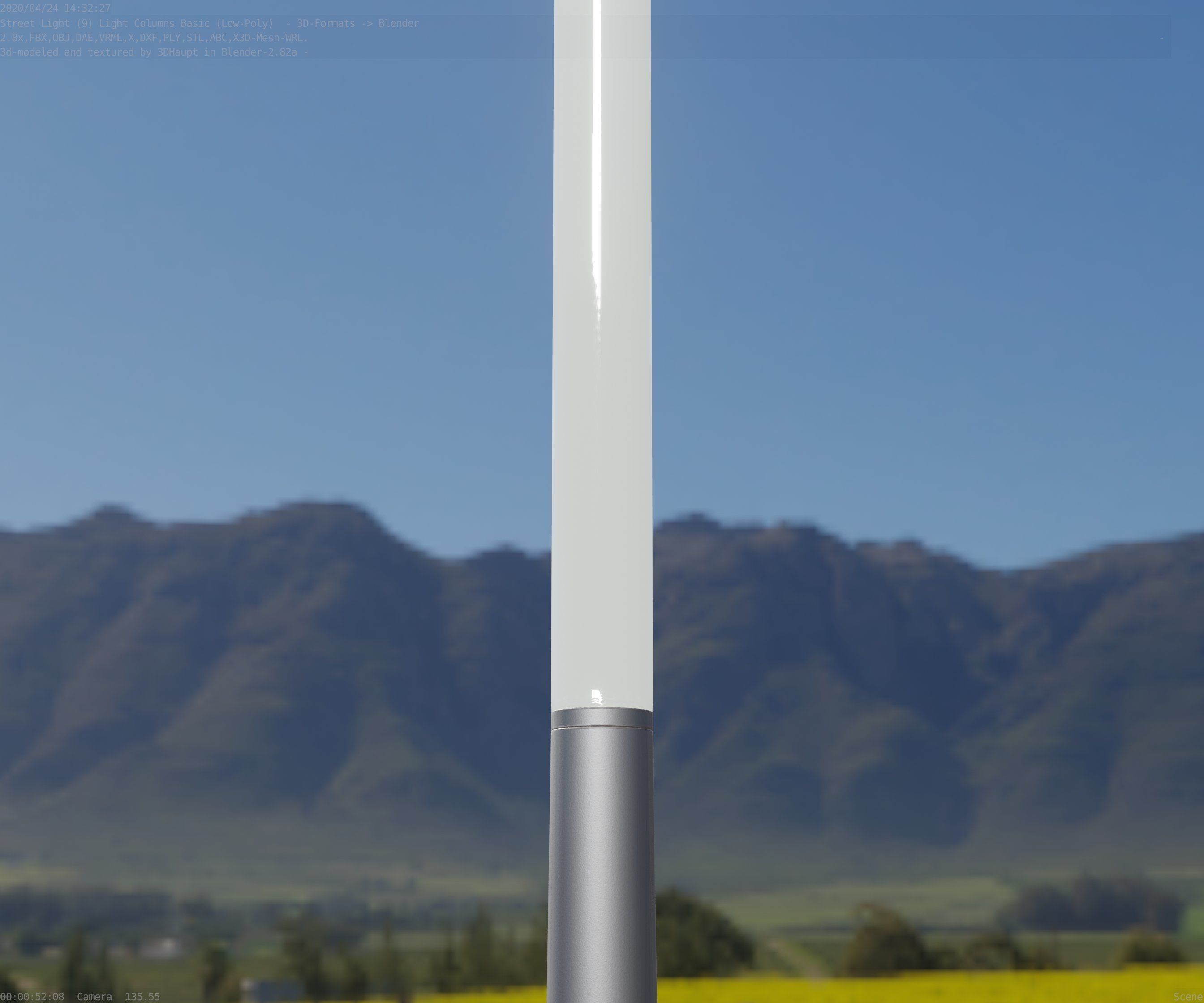 Low-Poly Basic Light Column 13 - Street Light Set-9 Low-poly 3D model_56