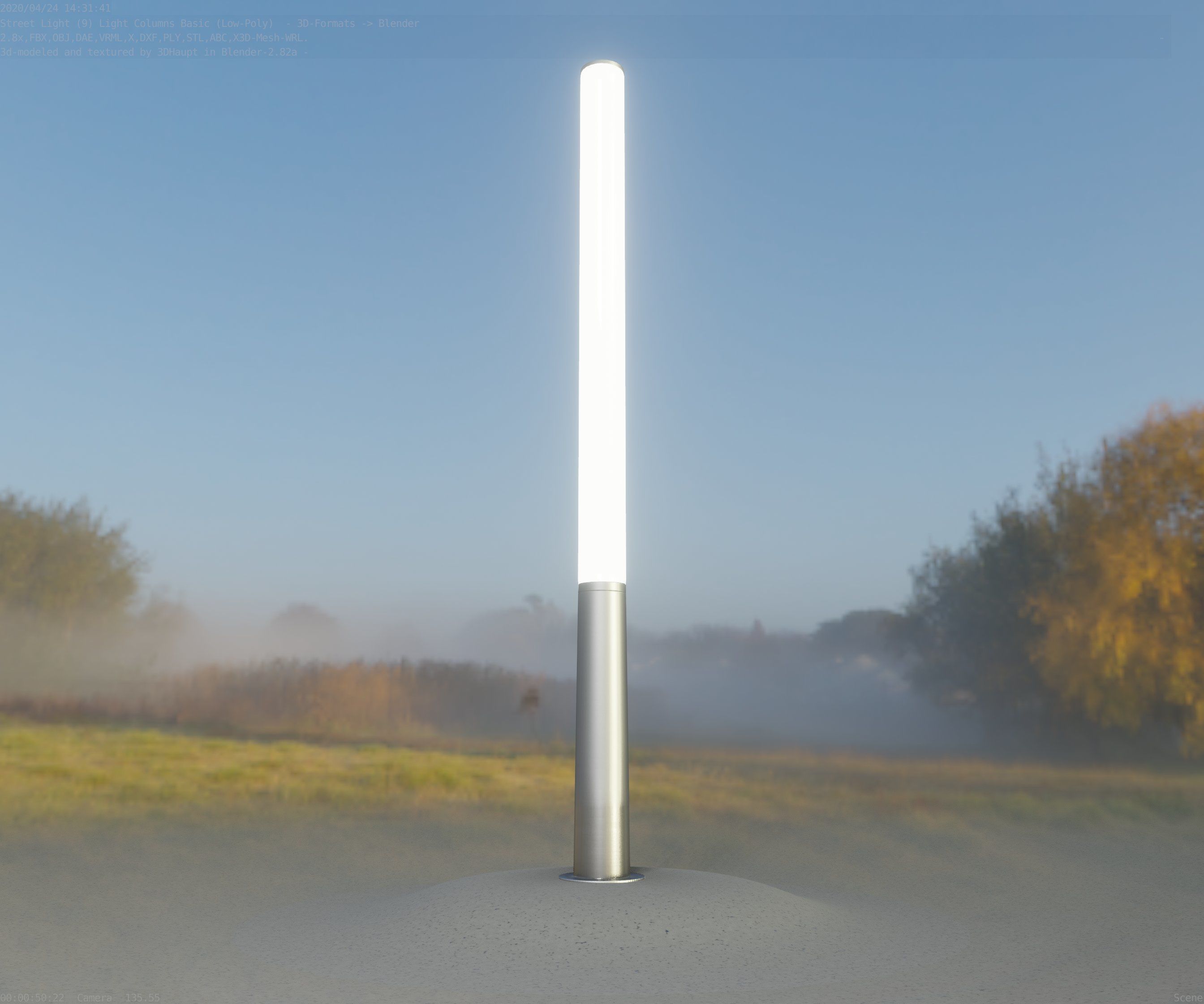 Low-Poly Basic Light Column 13 - Street Light Set-9 Low-poly 3D model_22