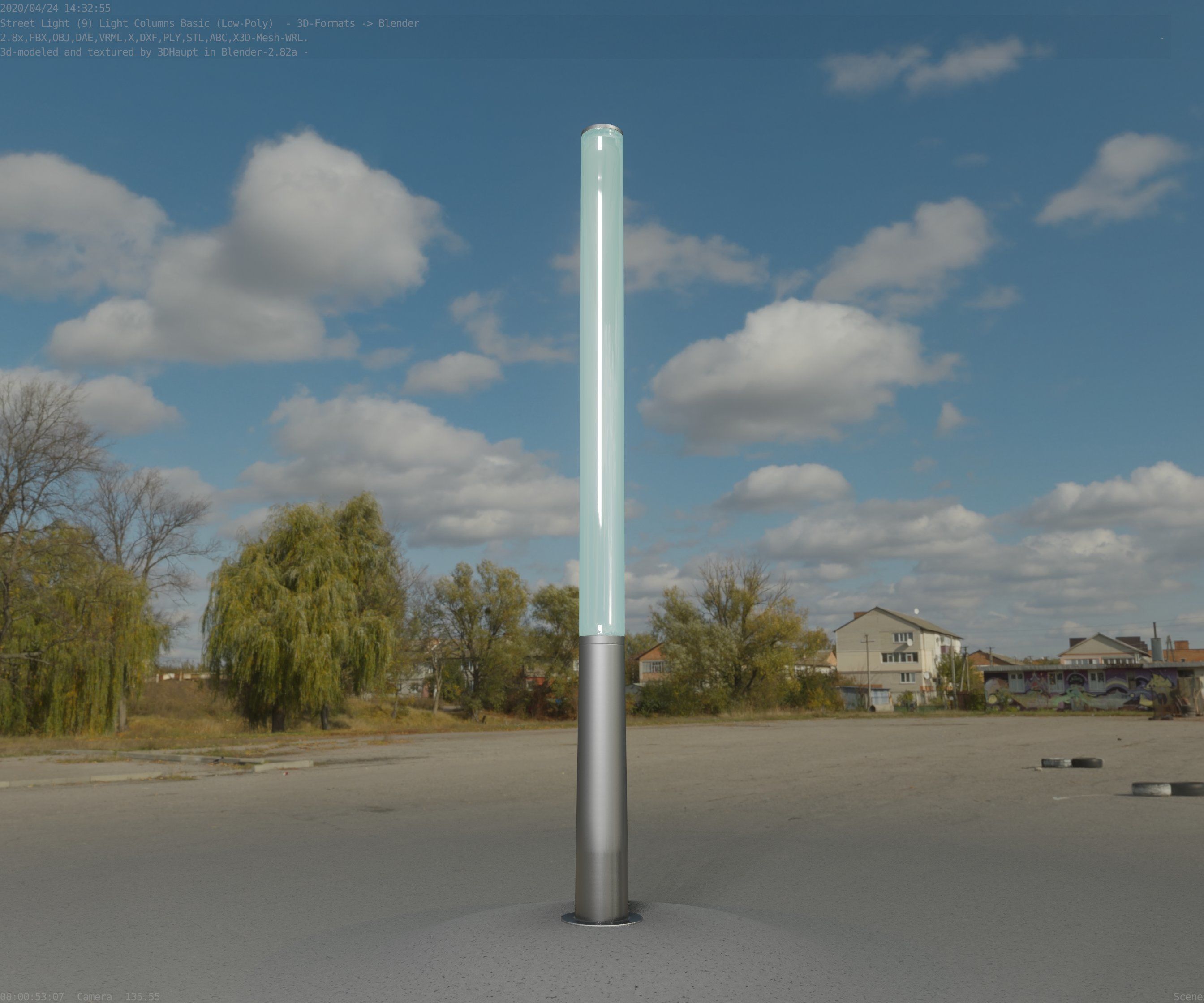 Low-Poly Basic Light Column 13 - Street Light Set-9 Low-poly 3D model_79