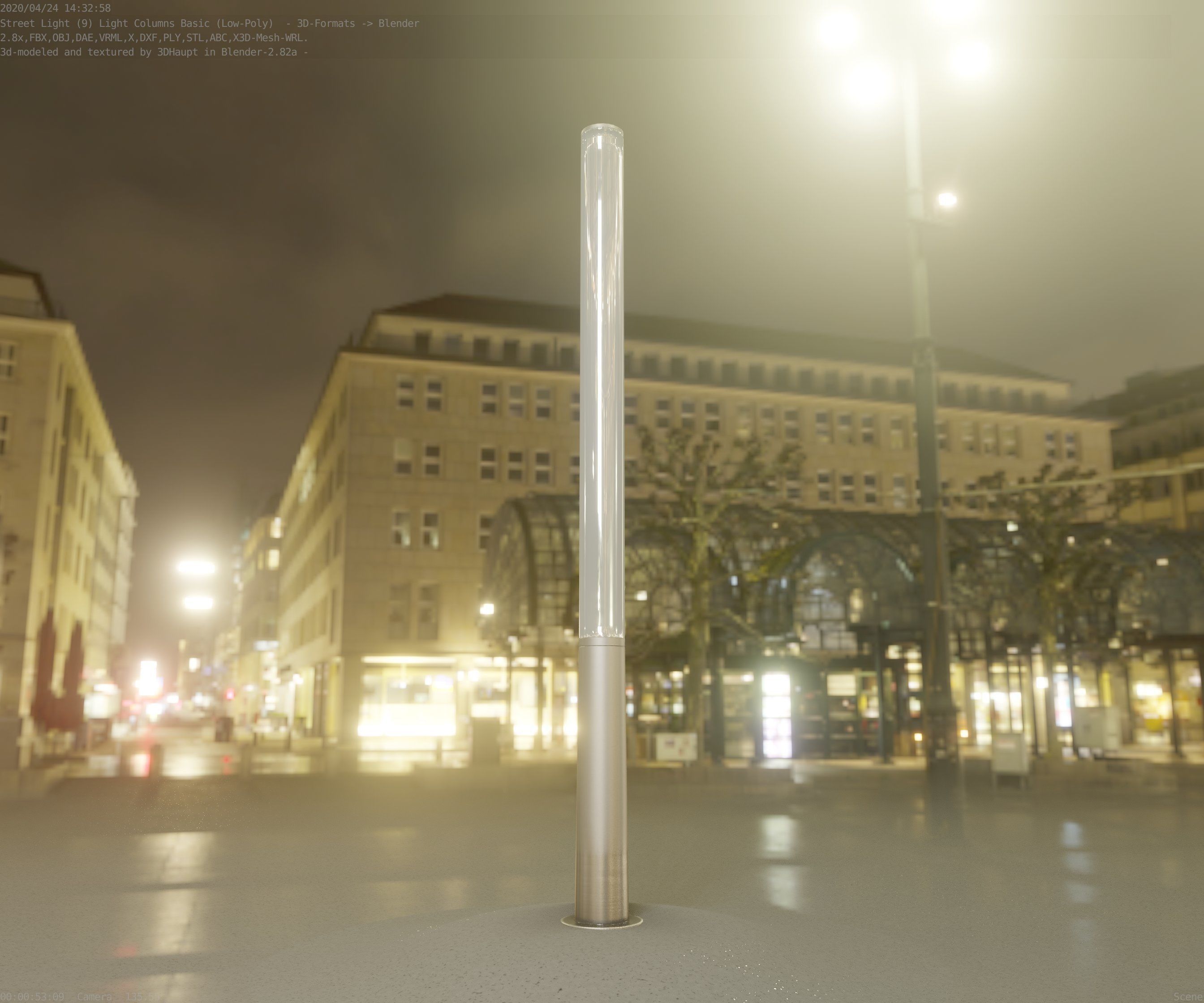 Low-Poly Basic Light Column 13 - Street Light Set-9 Low-poly 3D model_81