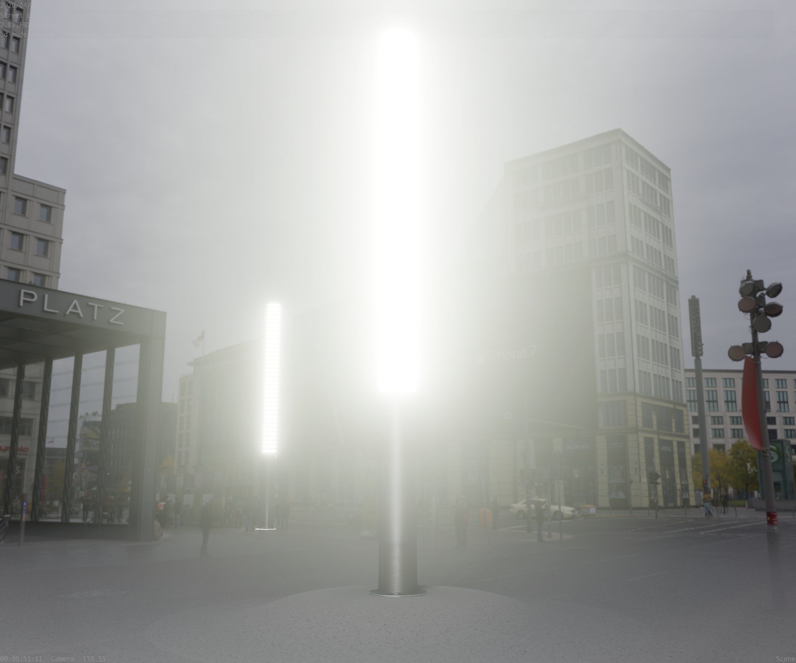 Low-Poly Basic Light Column 13 - Street Light Set-9 Low-poly 3D model_35