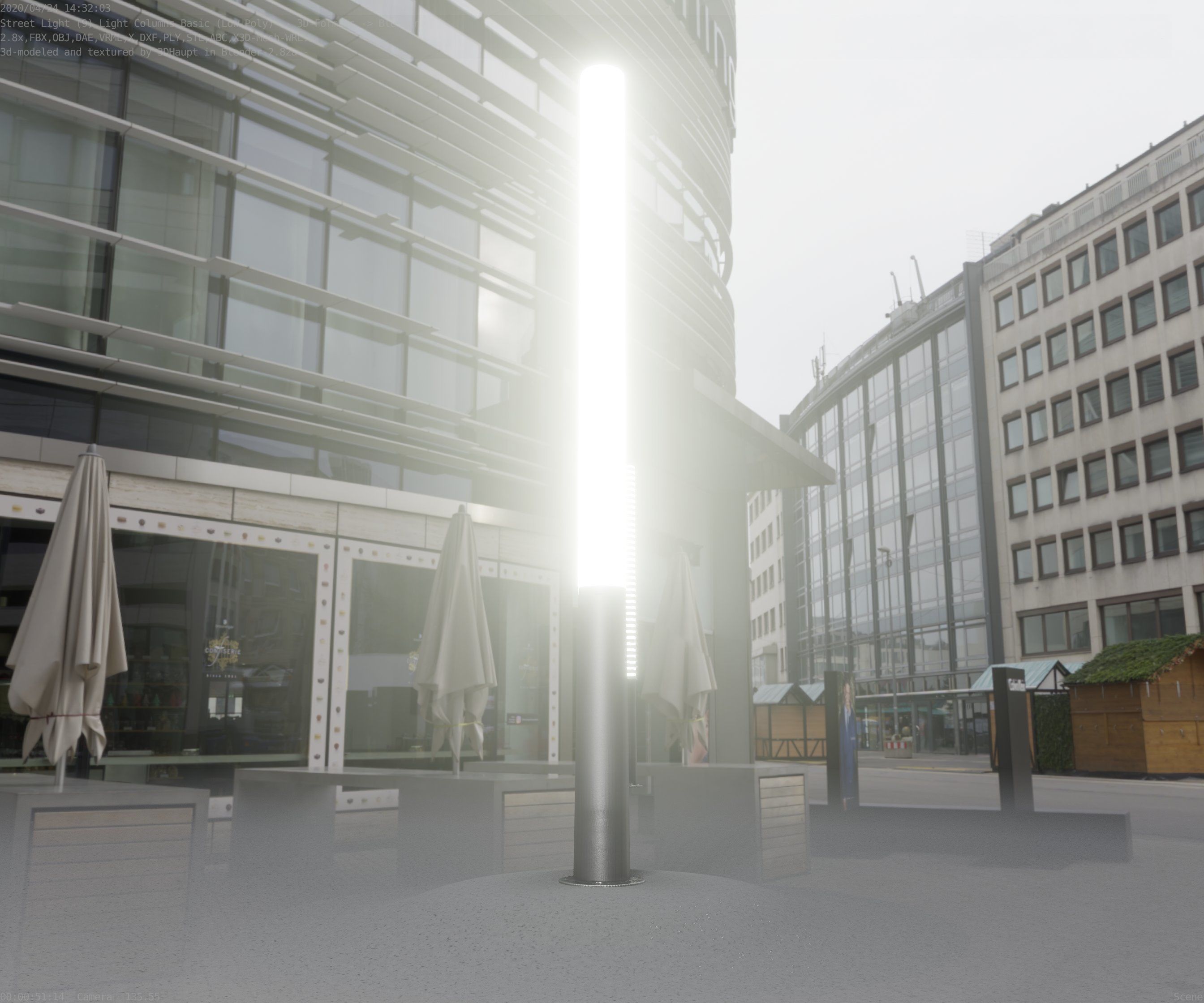 Low-Poly Basic Light Column 13 - Street Light Set-9 Low-poly 3D model_38