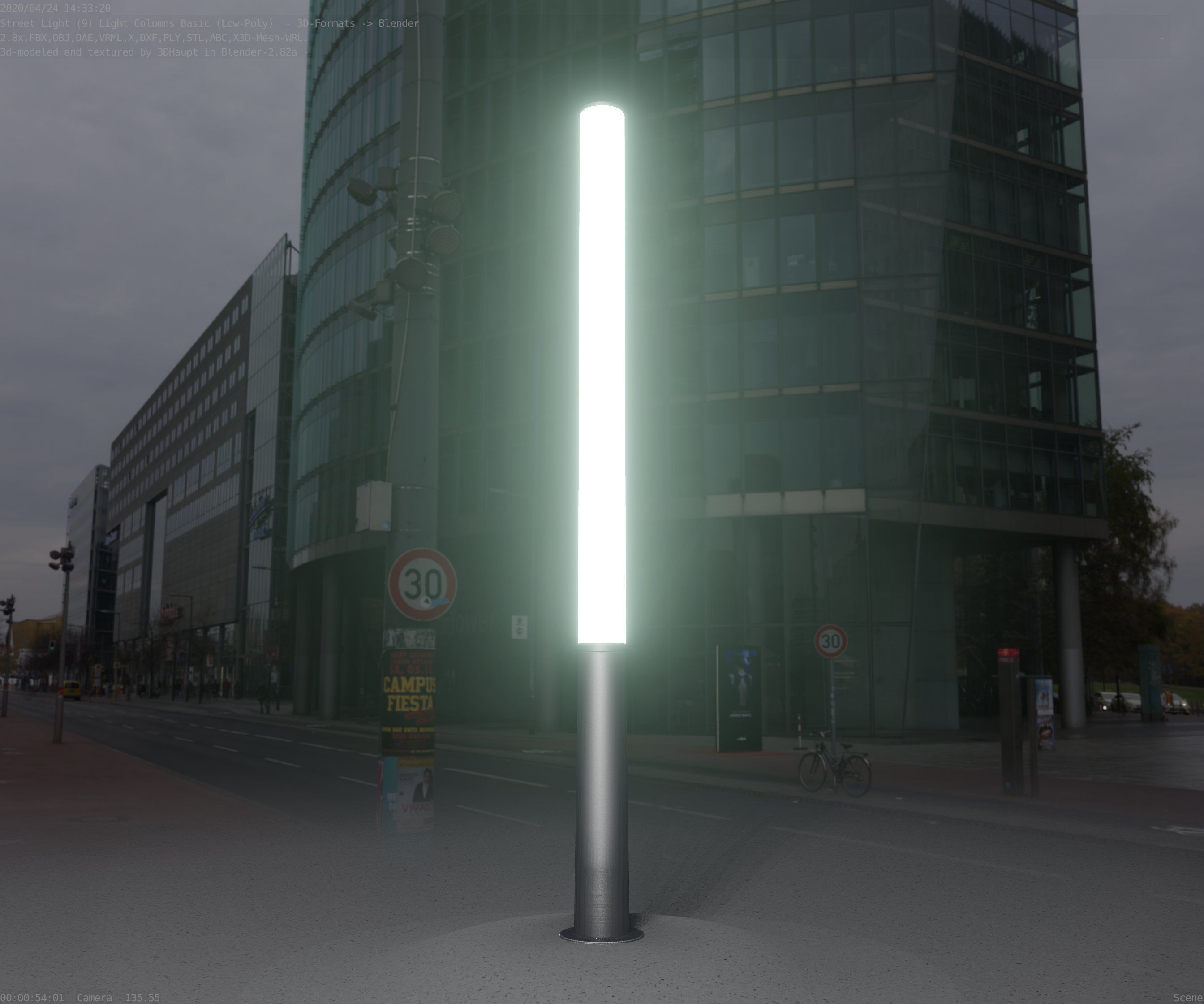 Low-Poly Basic Light Column 13 - Street Light Set-9 Low-poly 3D model_97