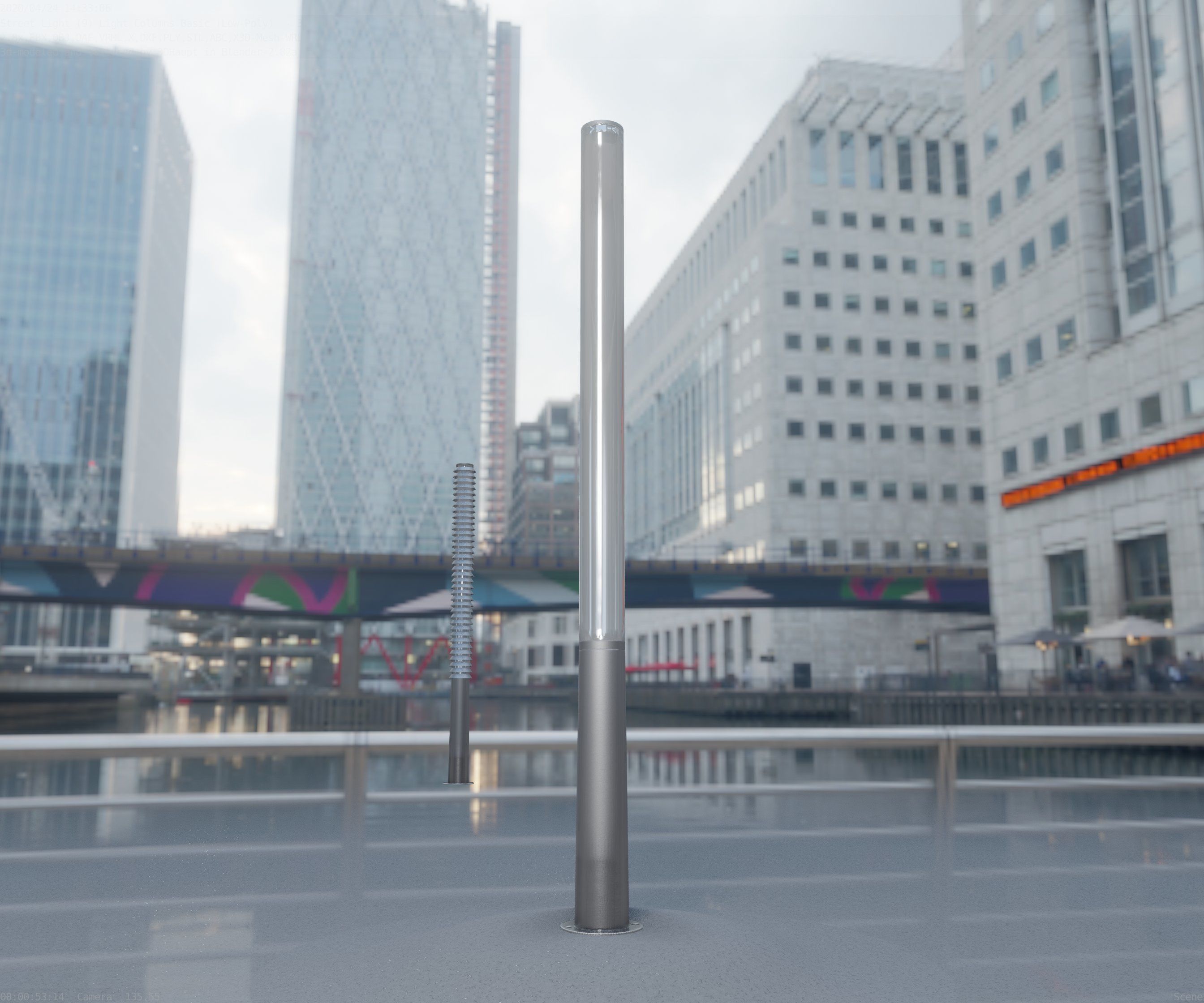 Low-Poly Basic Light Column 13 - Street Light Set-9 Low-poly 3D model_86