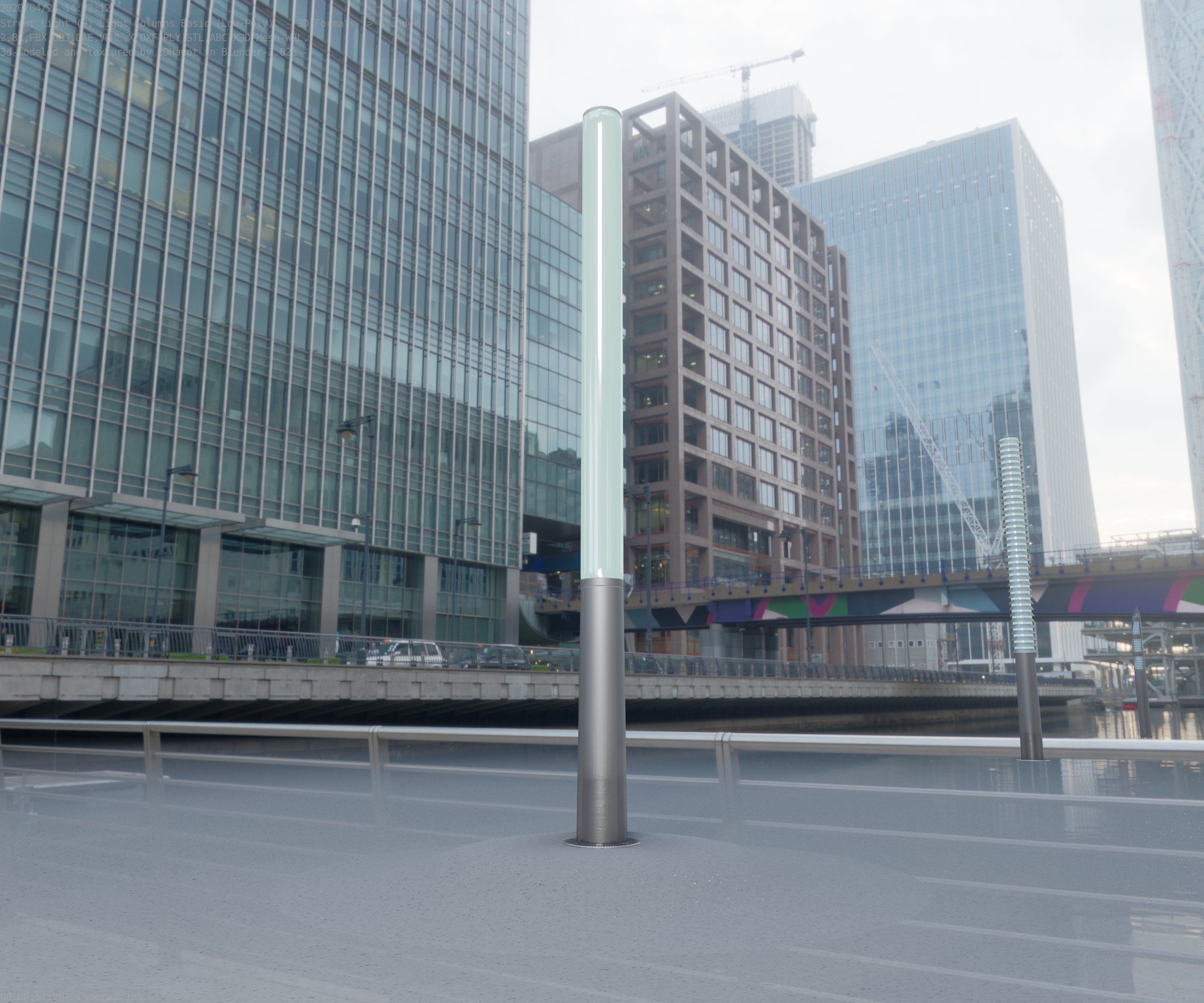 Low-Poly Basic Light Column 13 - Street Light Set-9 Low-poly 3D model_44