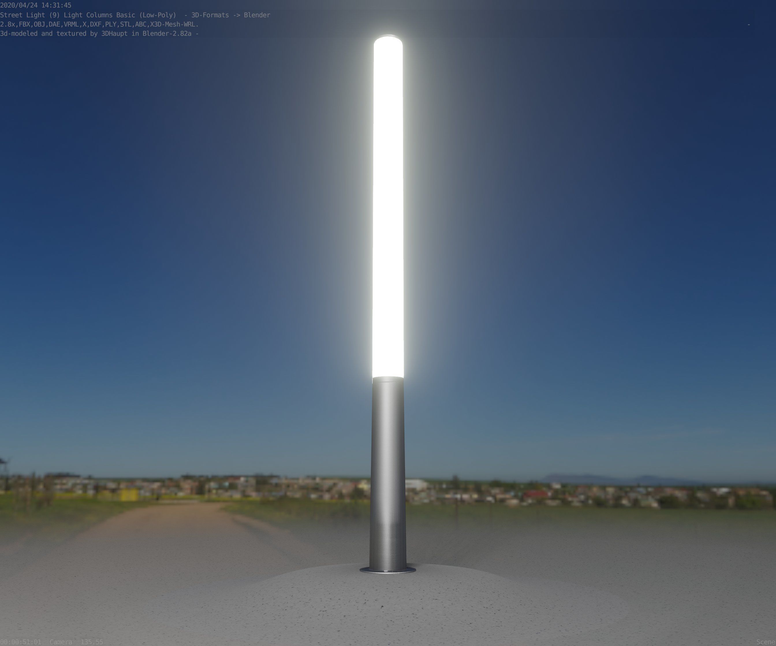 Low-Poly Basic Light Column 13 - Street Light Set-9 Low-poly 3D model_25