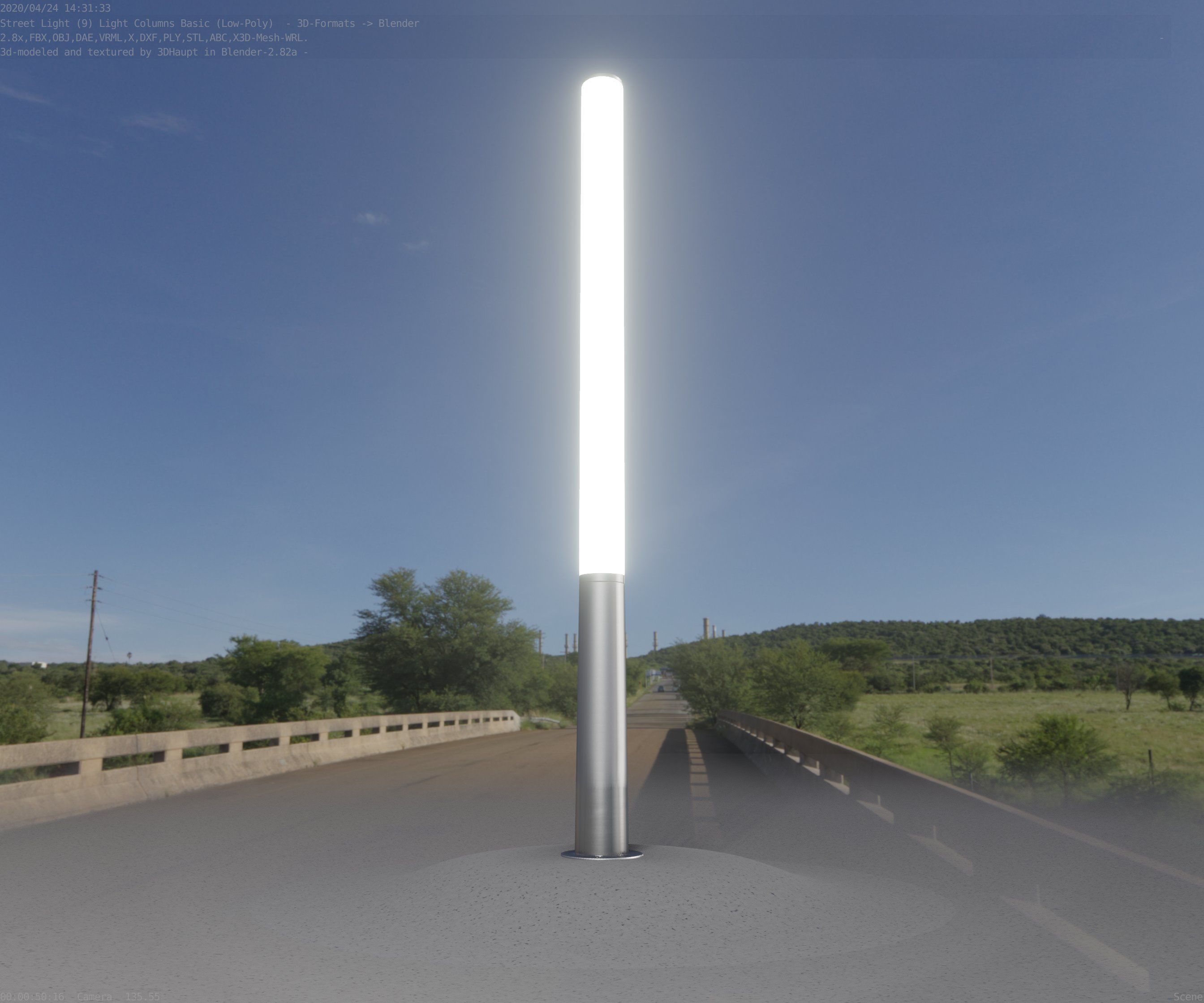 Low-Poly Basic Light Column 13 - Street Light Set-9 Low-poly 3D model_16